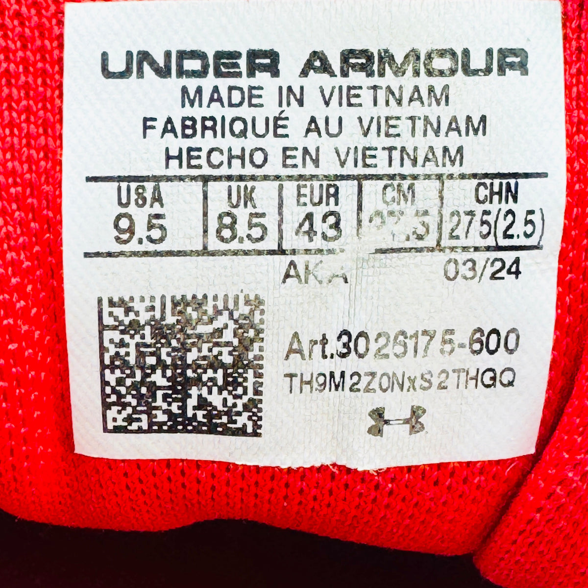 Under Armour Charged Assert 10 Running Shoes (Size 43) - 3026175-600