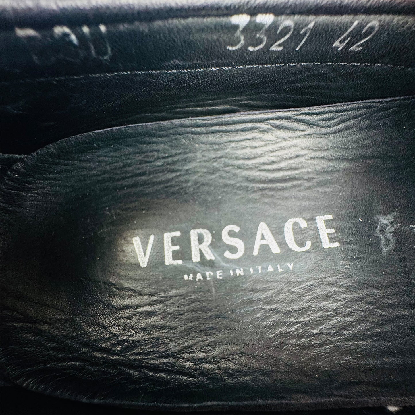 Versace Men's Black Grained leather Loafers (Size 42.5/43)