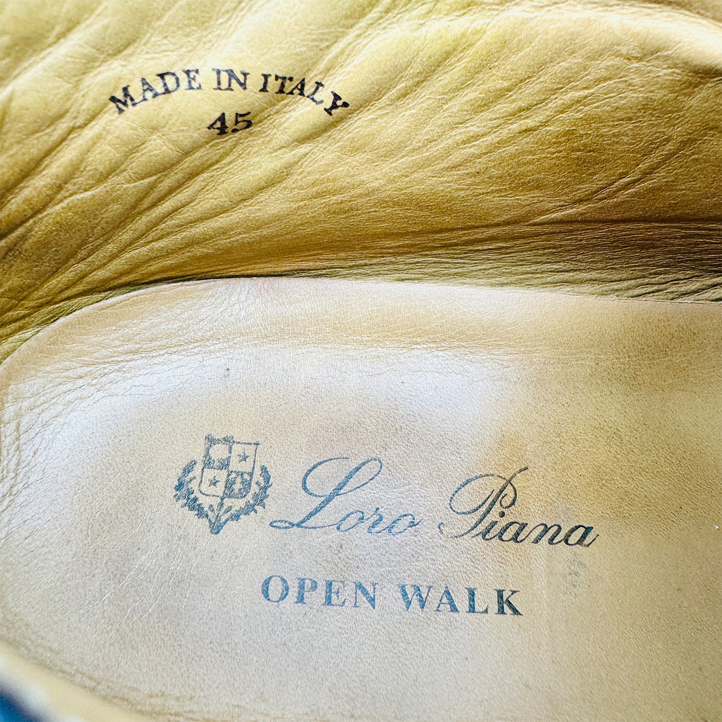Inside made, size, brand printing image of Loro Piana Men's Brown Open Walk Brown Ankle Boots (Size 45)