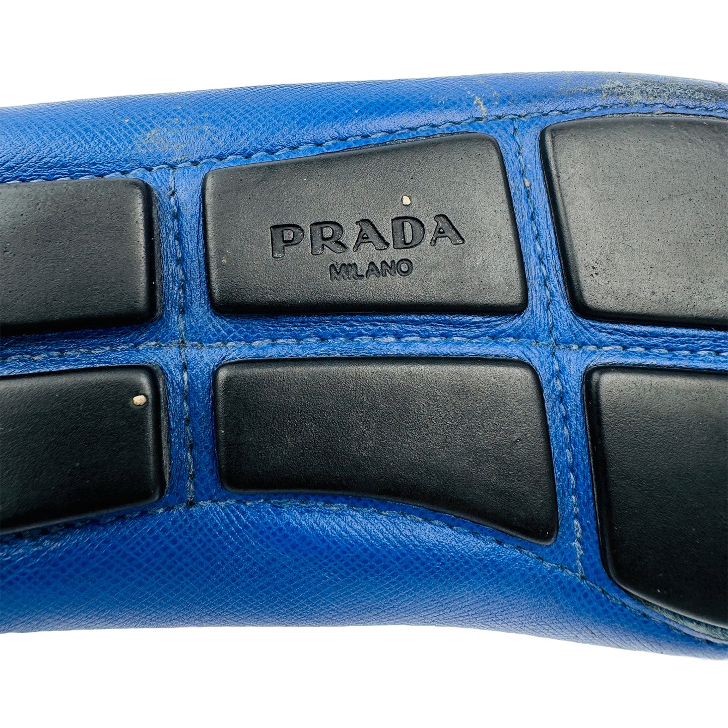 Prada Saffiano Tassel Bow Blue Leather Loafers (Size 38.5)