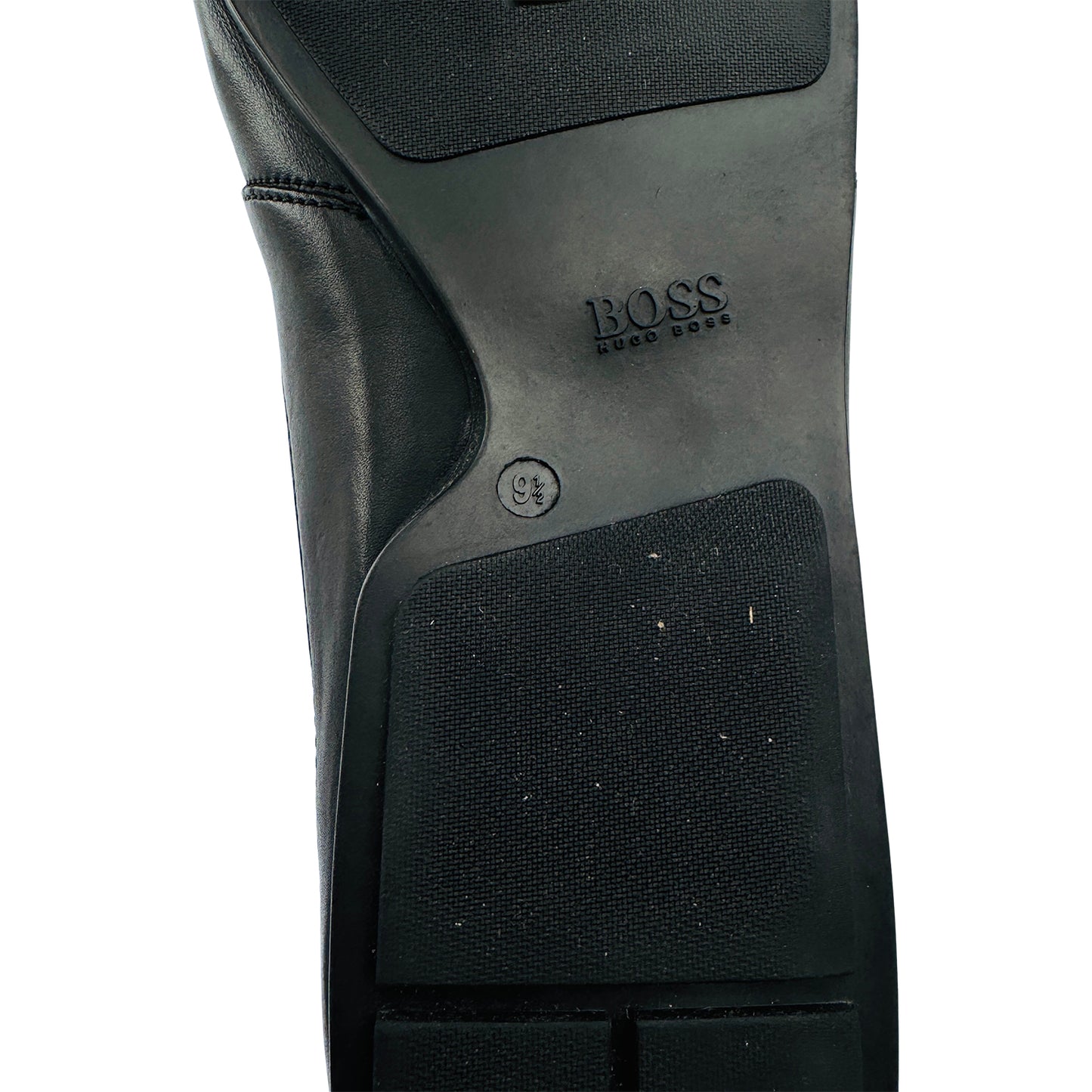 Hugo Boss Men's Black Leather Logo Detail Loafers (Size 43.5/44)