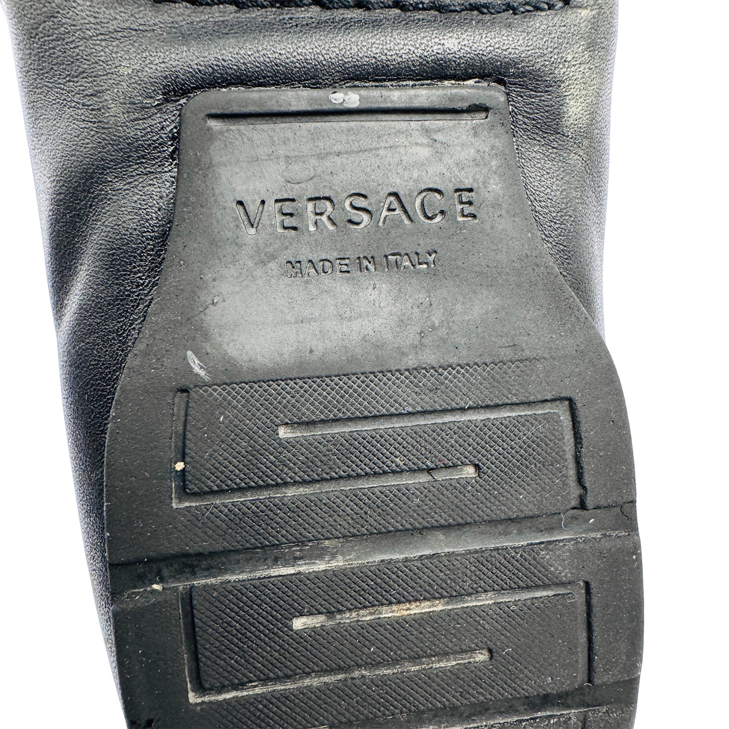 Versace Men's Medusa Embellished Black Leather Loafers (Size 40)