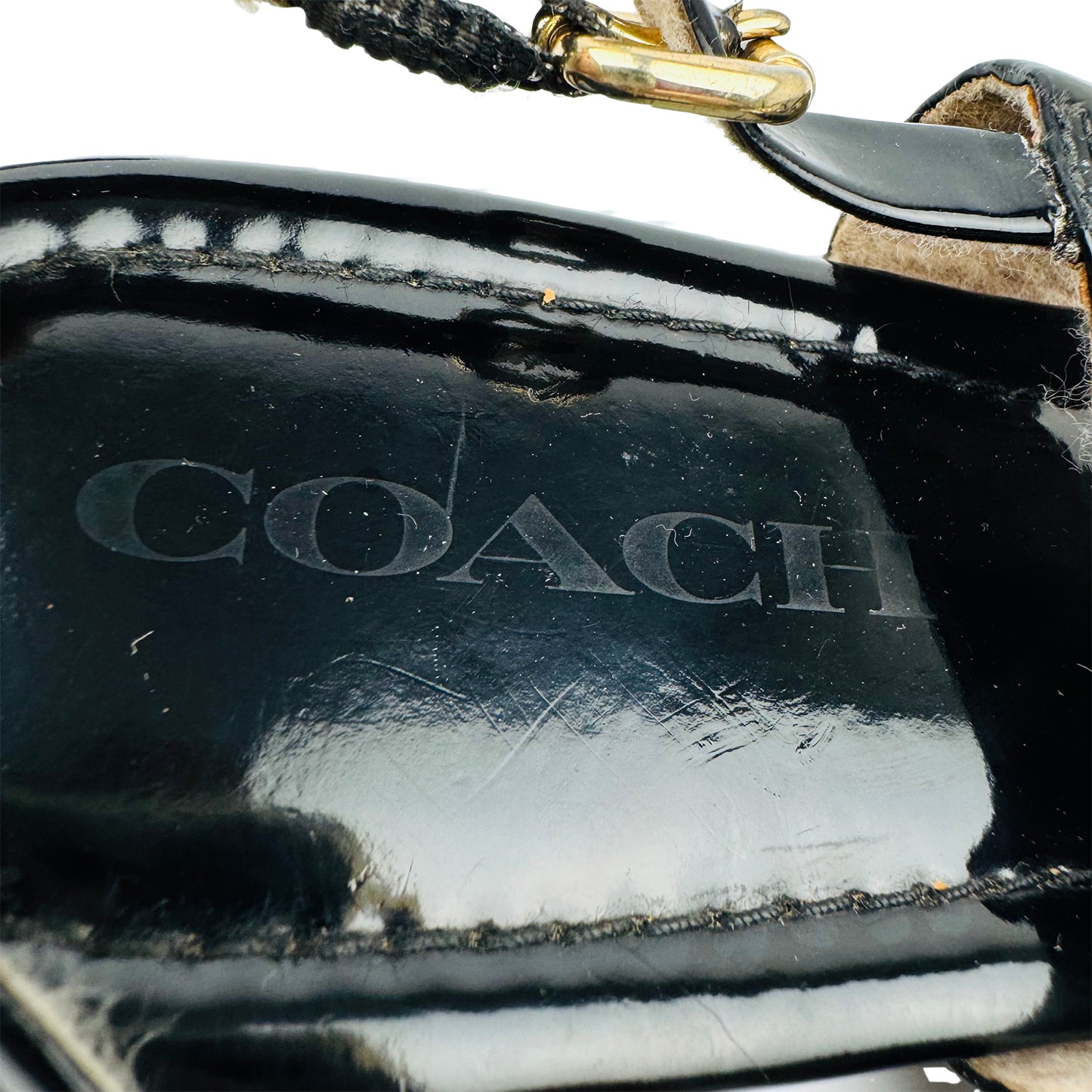 Coach Black Patent Leather Thong Sandals (Size 38)