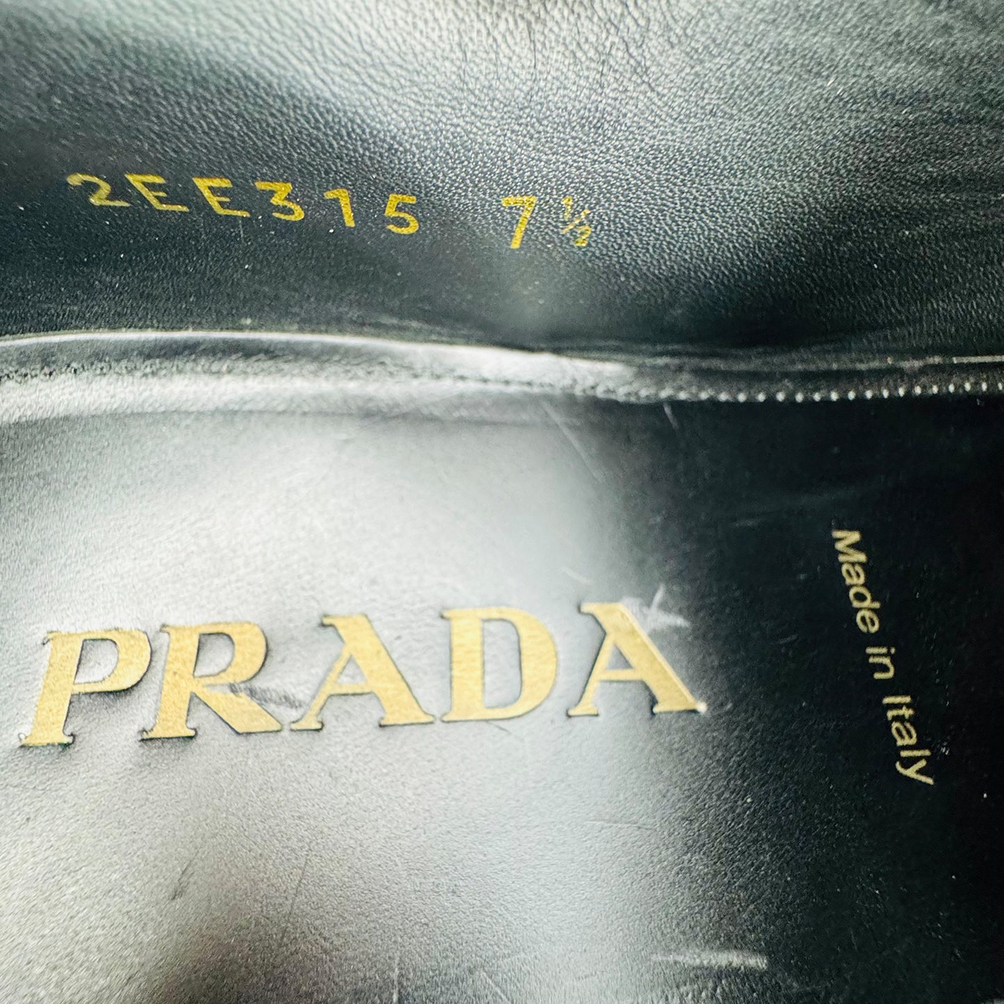 Prada Men's Brushed Leather Black Derby Shoes (Size 42.5)