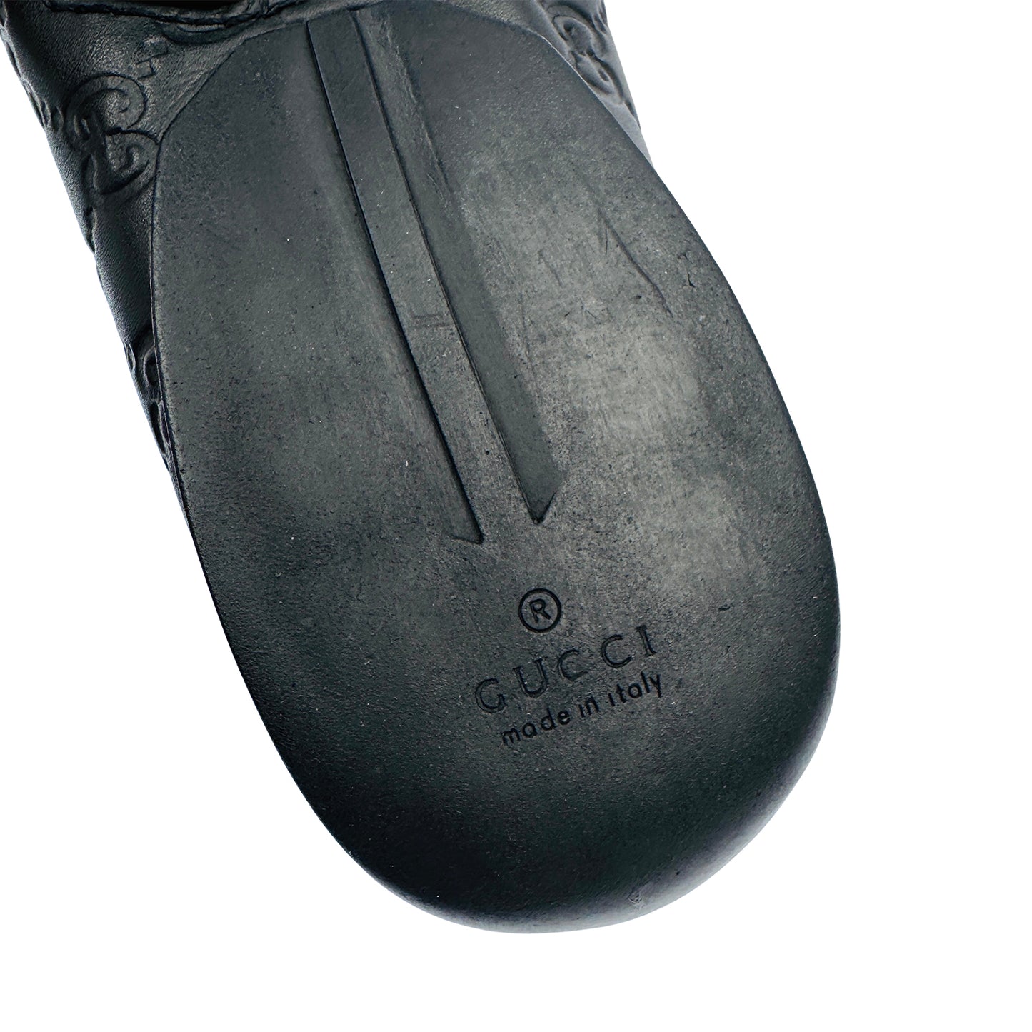 Gucci Signature GG Black Debossed Loafers (Size 39/40)