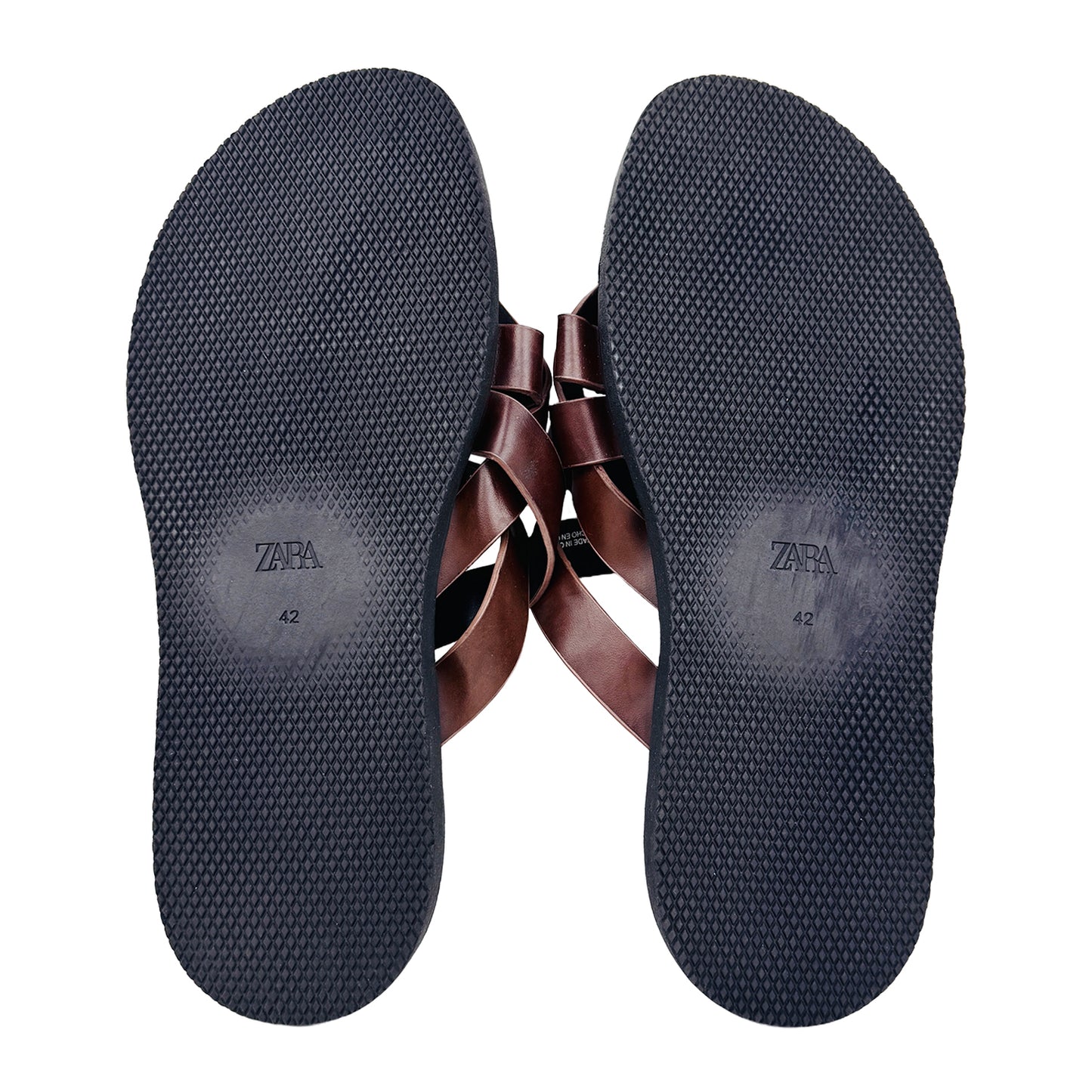 Outsole Image of Zara Men's Leather Cross Strap Slides (Size 42)