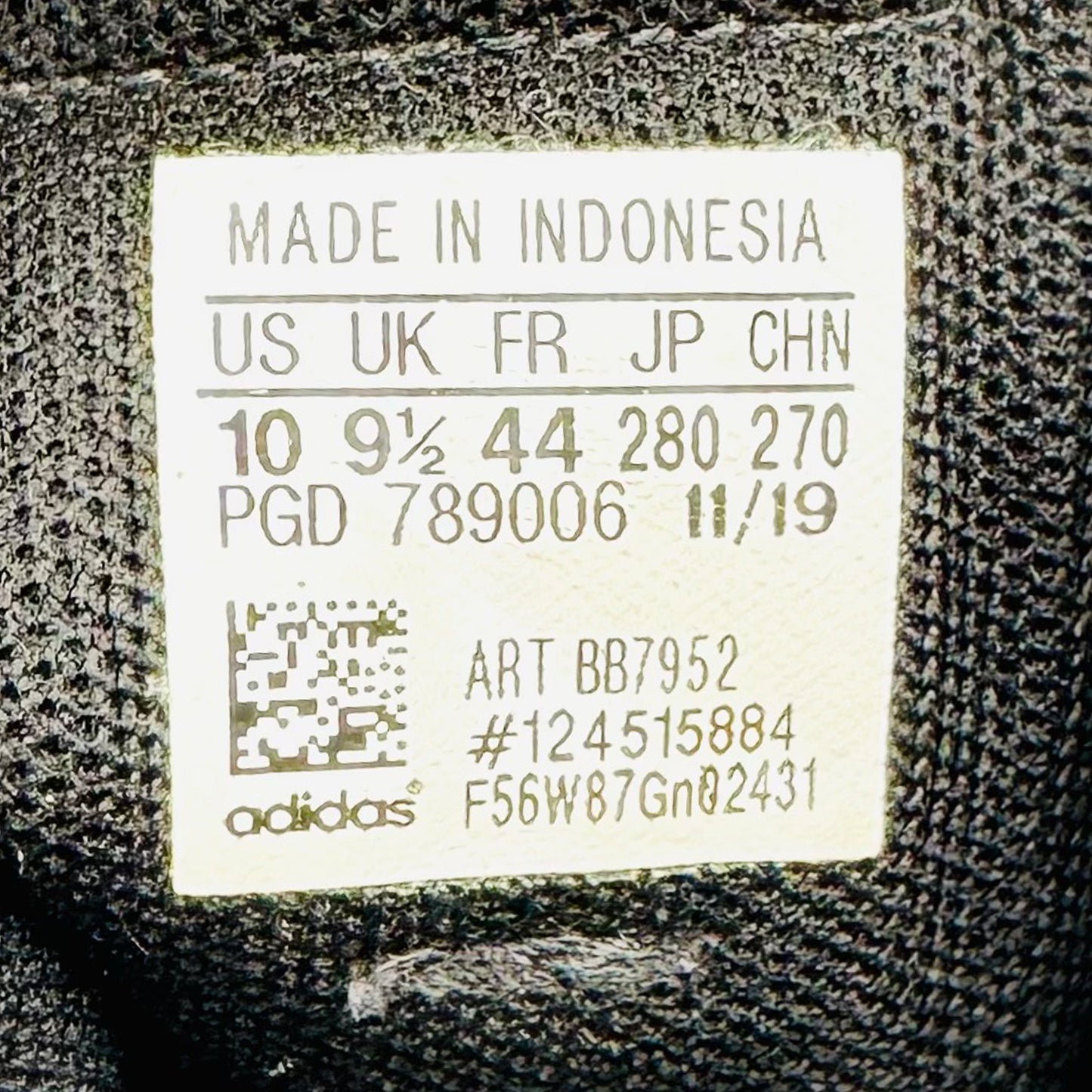 Adidas Duramo 9 Core Black Shoes (Size 44) - BB7952