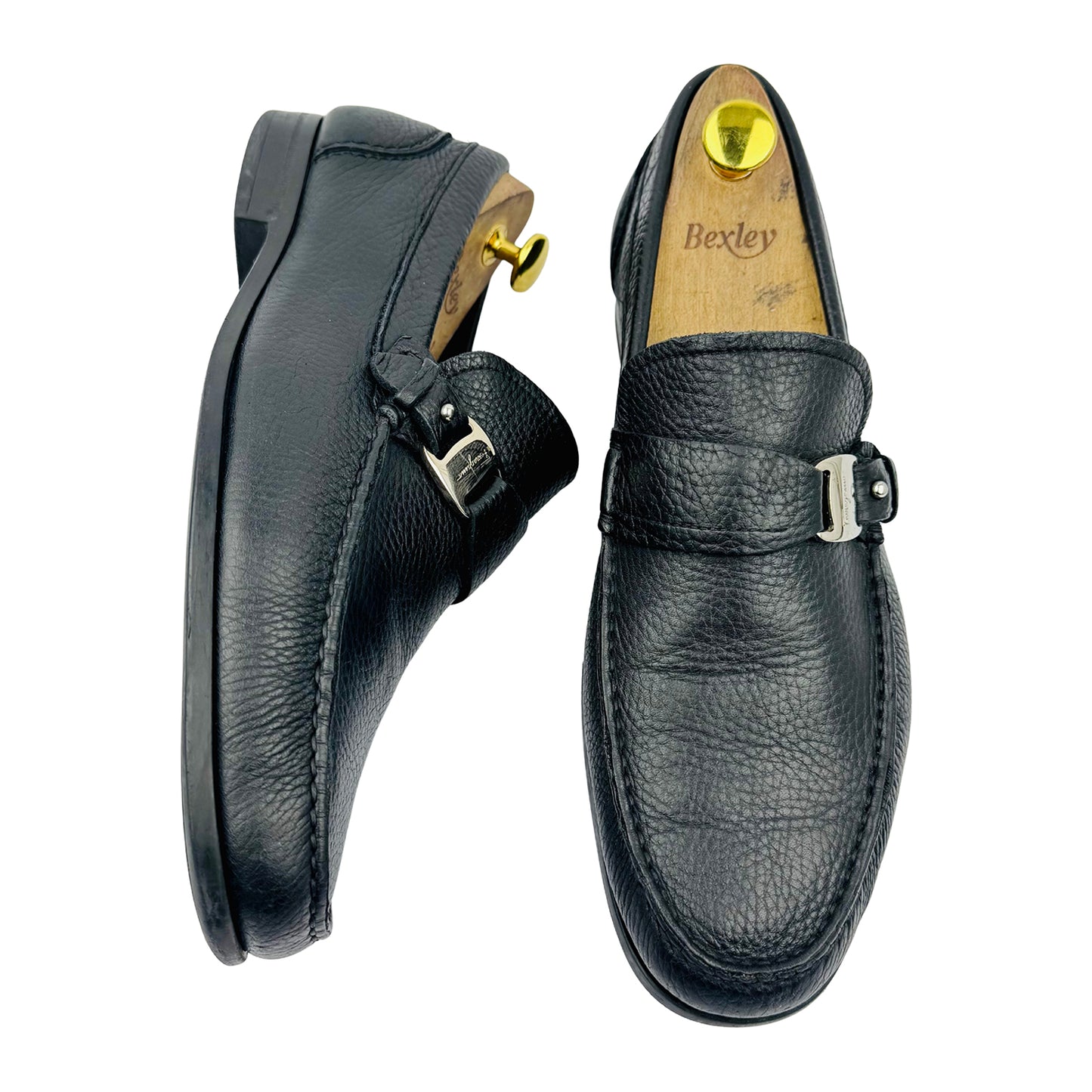 Salvatore Ferragamo Black Grain Leather Bravo Loafer (Size 43/43.5)