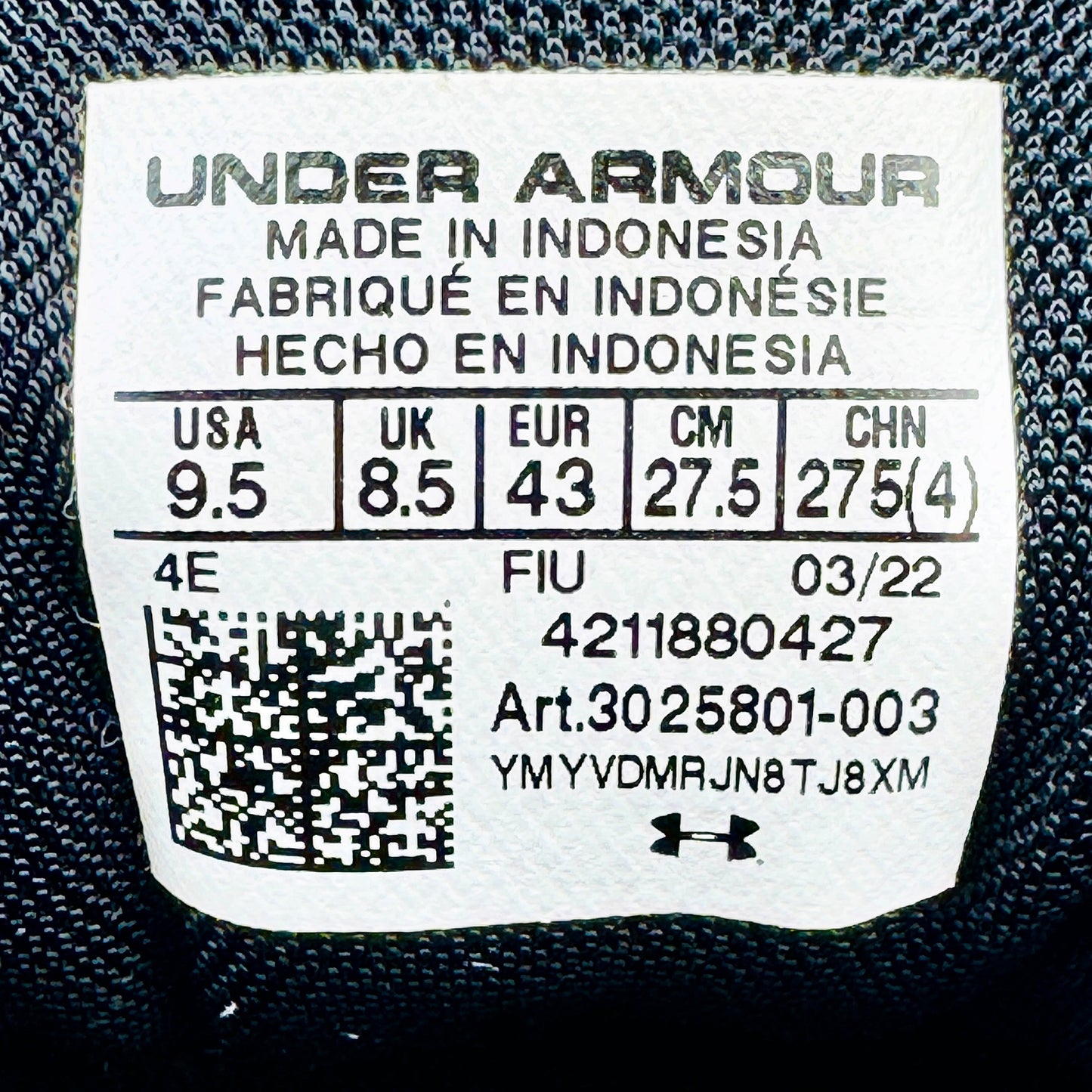 Under Armour Charged Pursuit 3 Shoes (Size 43) - 3025801-003