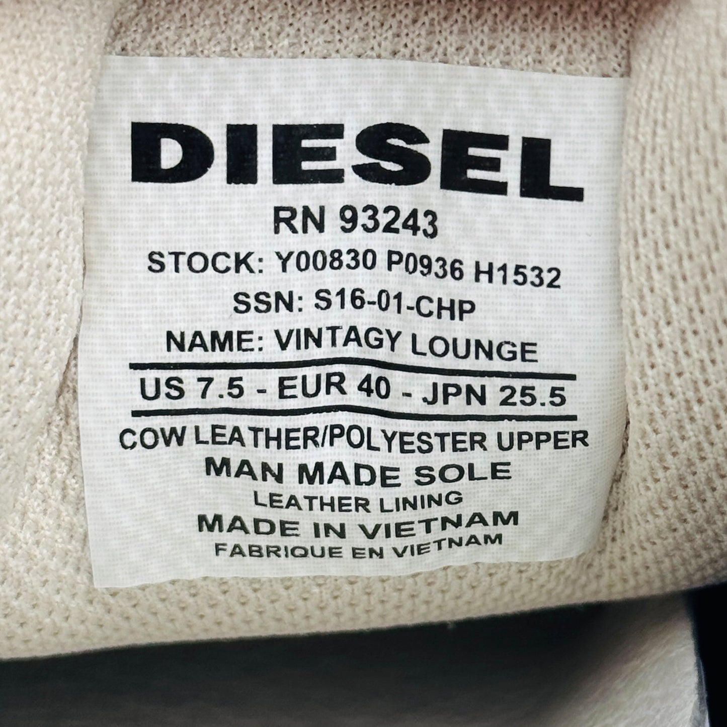 Diesel Happy Hours Vintage Lounge Sneakers (Size 40)