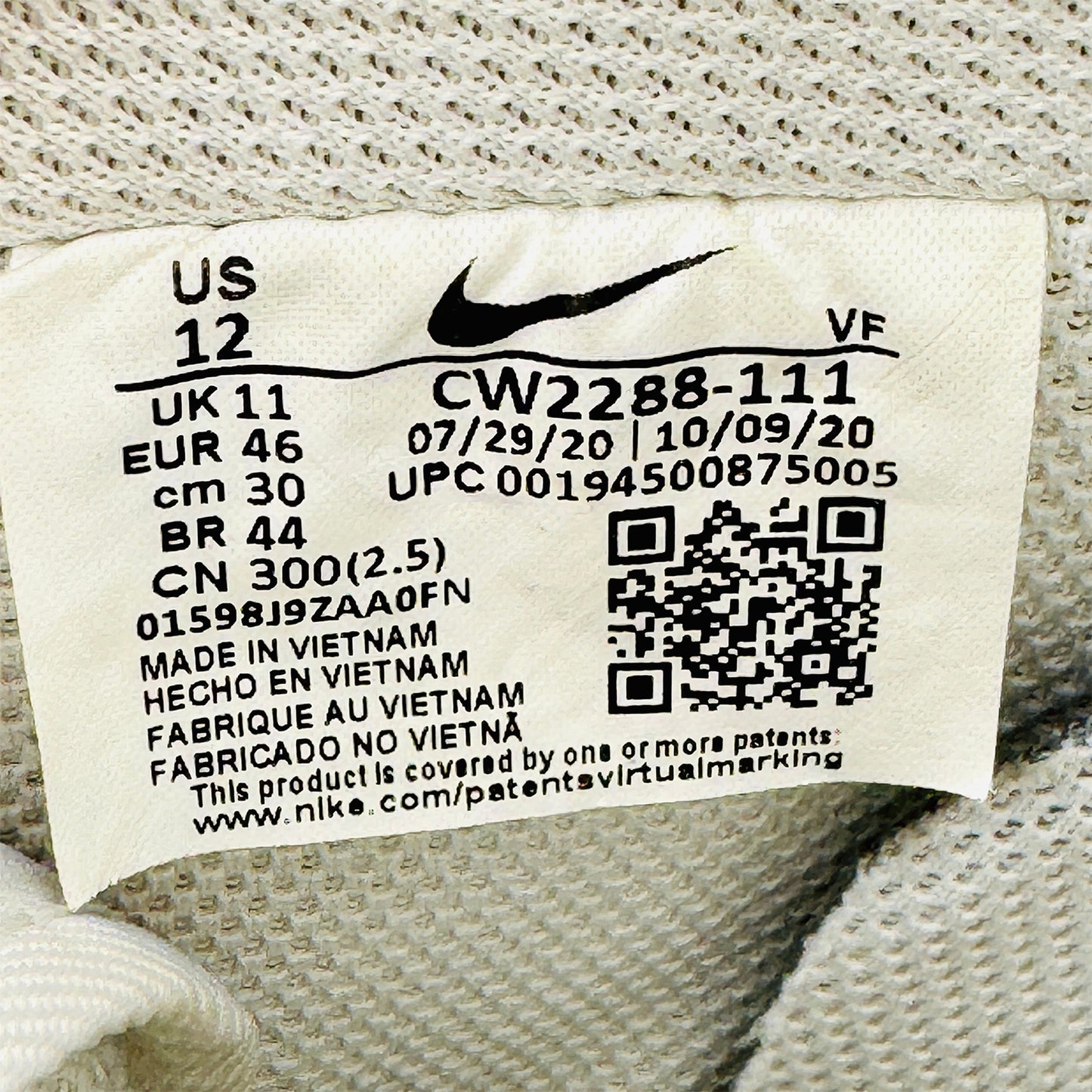 Nike Air Force 1 ’07 'Triple White' Sneakers (Size 46) - CW2288-111