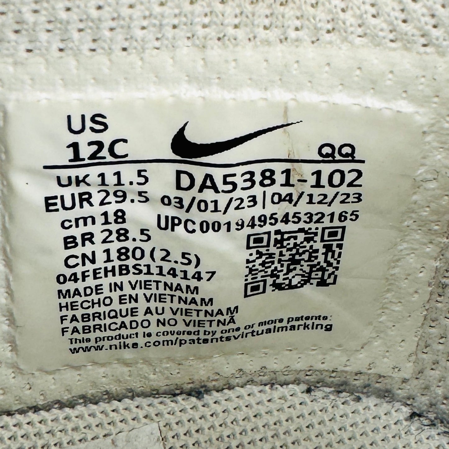 Inside Made, Size, Code printing image of Nike Kid's Court Legacy Shoes (Size 29.5) - DA5381-102