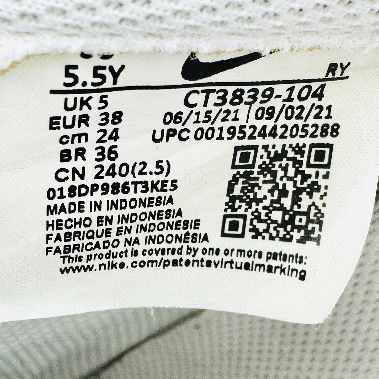 Nike Air Force 1 GS Sneakers (Size 38) - CT3839-104