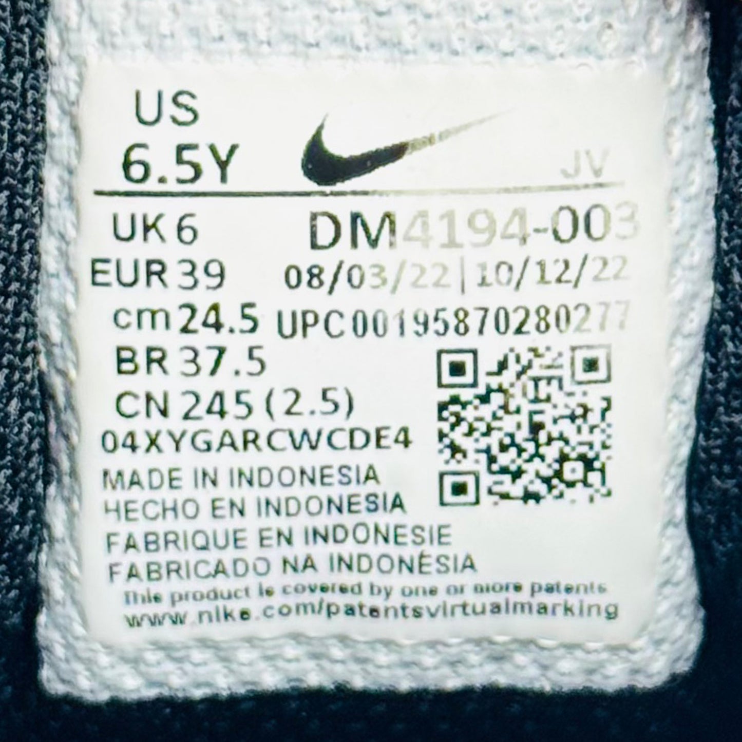 Nike Downshifter 12 GS Shoes (Size 39) - DM4194-003