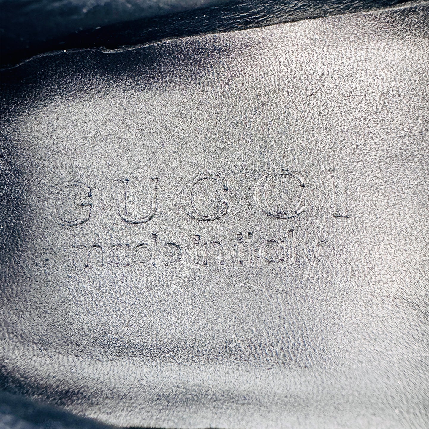Gucci Signature GG Black Debossed Loafers (Size 39/40)
