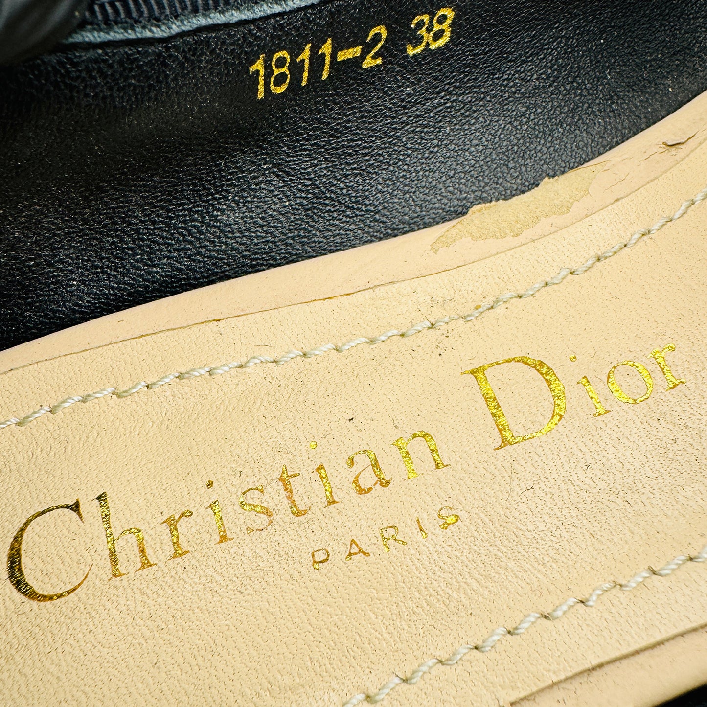 Christian Dior J'Adior Black Ballet Flats (Size 38)
