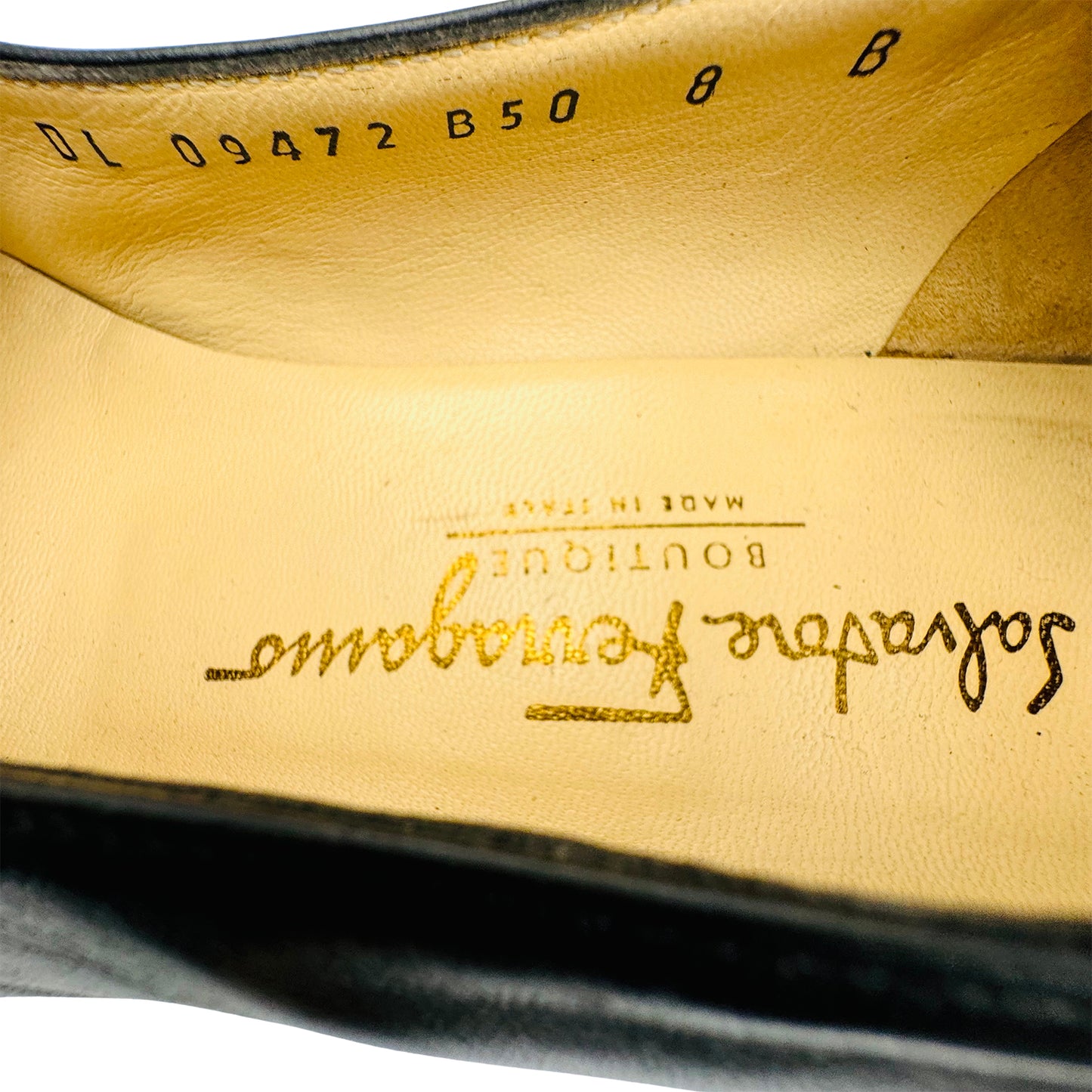 Salvatore Ferragamo Black Patent Leather Pumps (Size 38)