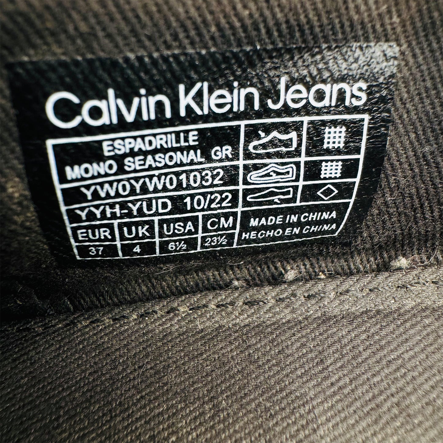 Calvin Klein Jeans Mono Seasonal Black Espadrilles (Size 37)