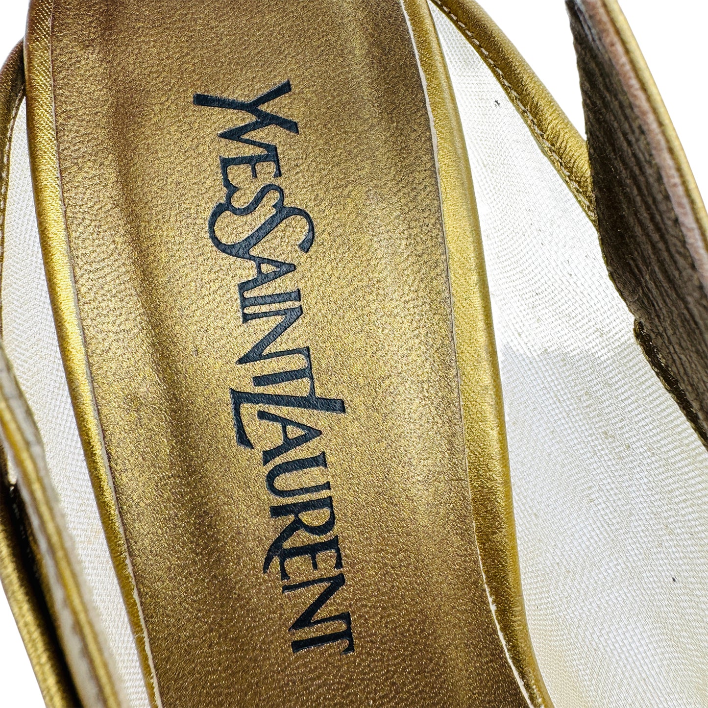 Yves Saint Laurent Vintage Gold Mesh Slingback Pumps (Size 38)