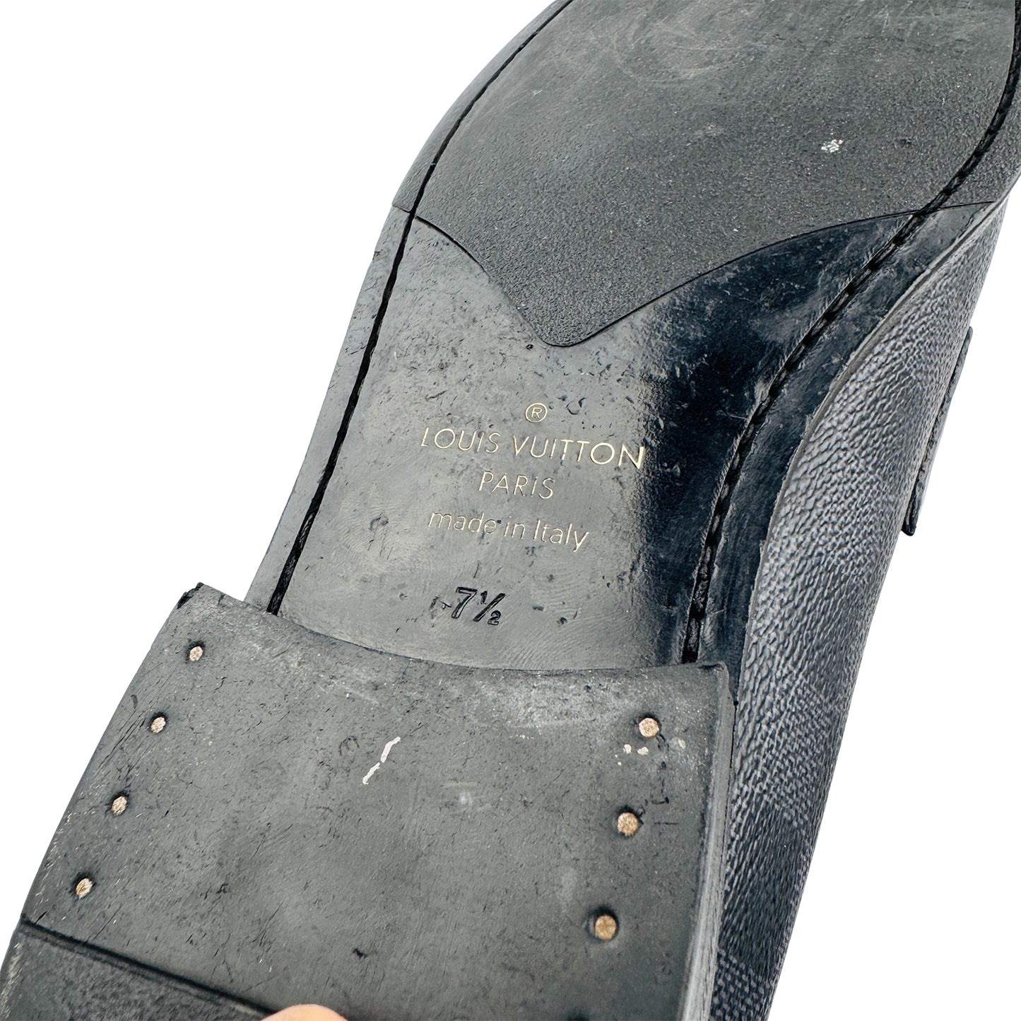 Louis Vuitton Men's Major Damier Ebene Leather Loafers (Size 42)