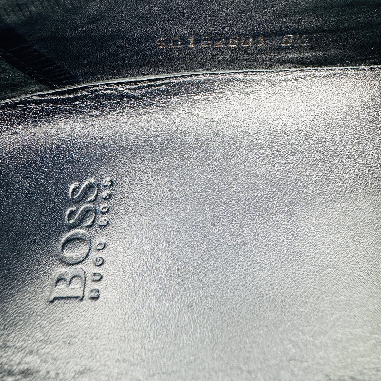 Hugo Boss Men's Black Leather Logo Detail Loafers (Size 43.5/44)