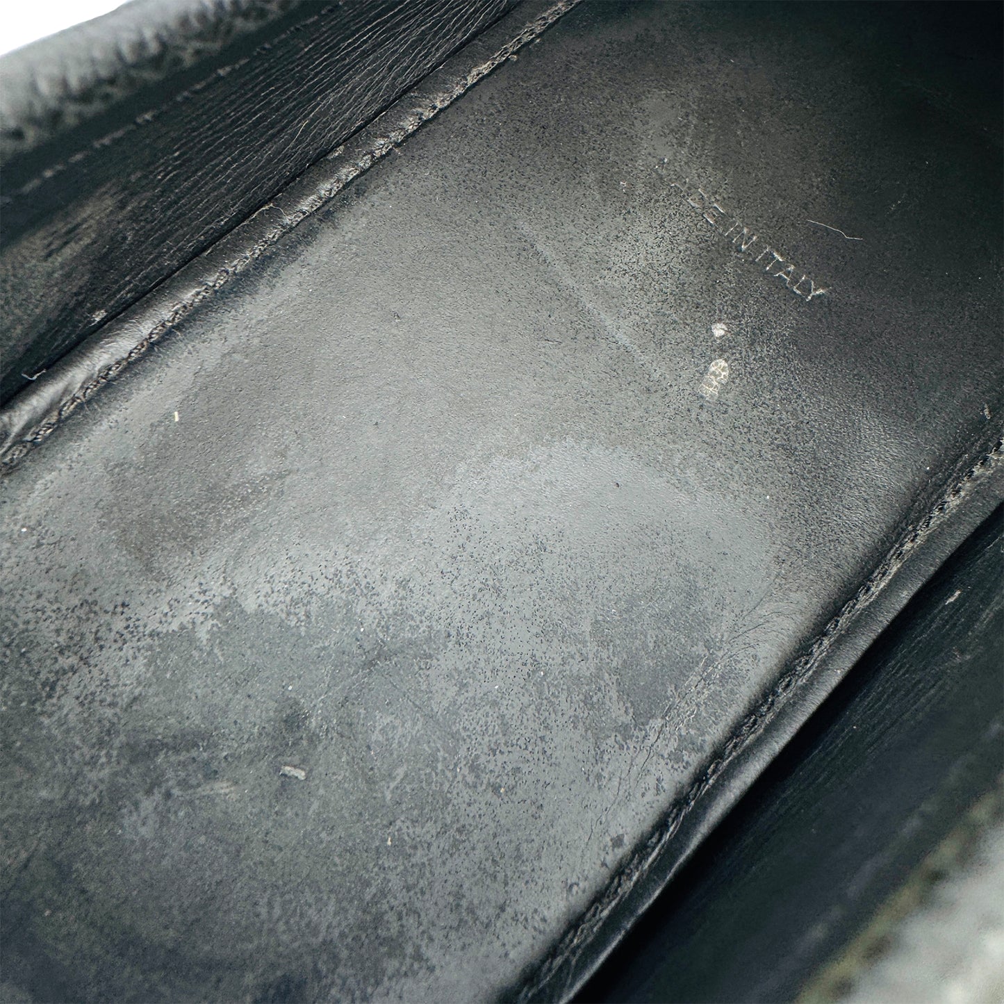 Inside Sole Printing image of Louis Vuitton Men's Hockenheim Black Leather Loafers (Size 43/43.5)