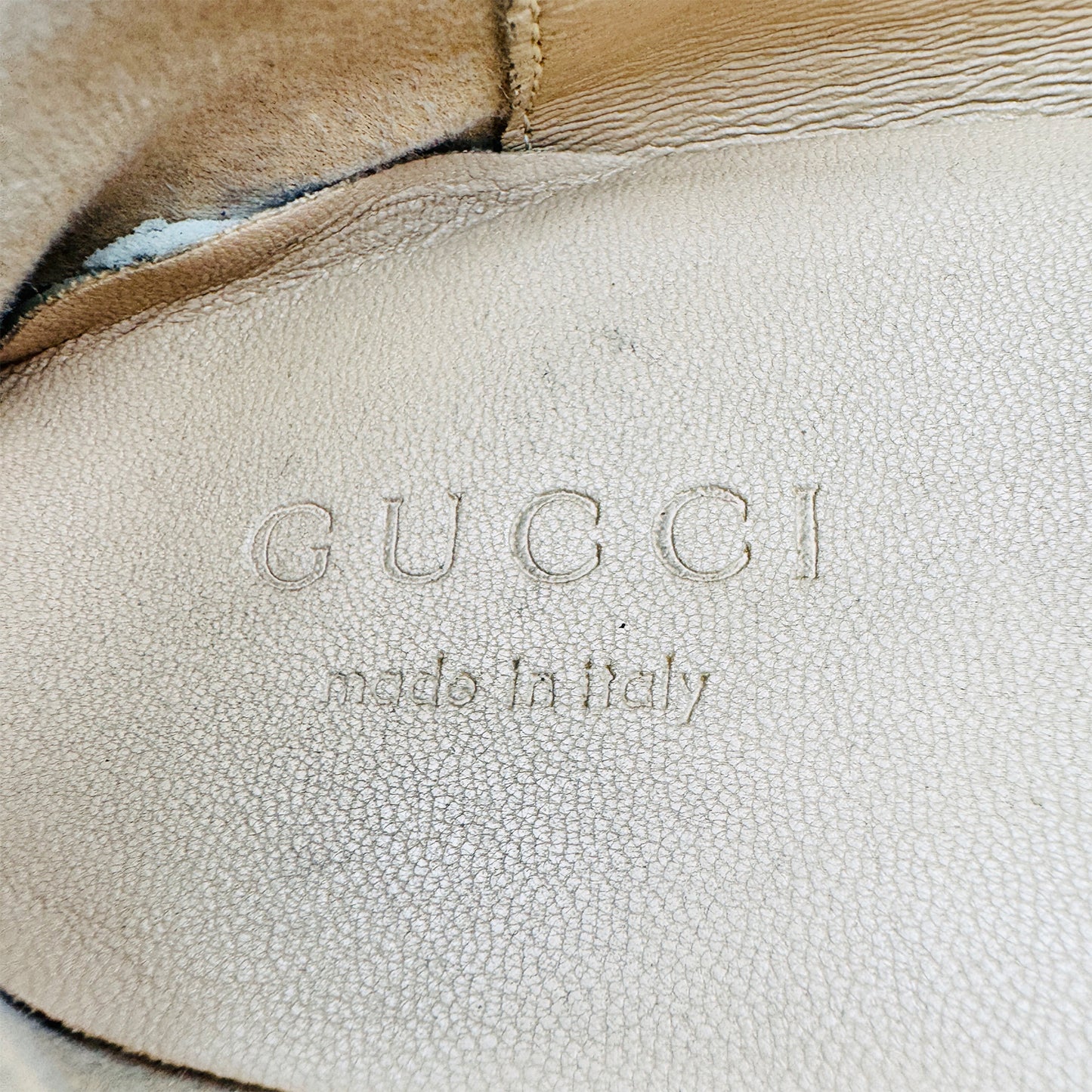 Inside Sole Brand, Made Embossing image of Gucci Embroidered Star Bee Jordaan Loafers (Size 36/36.5)