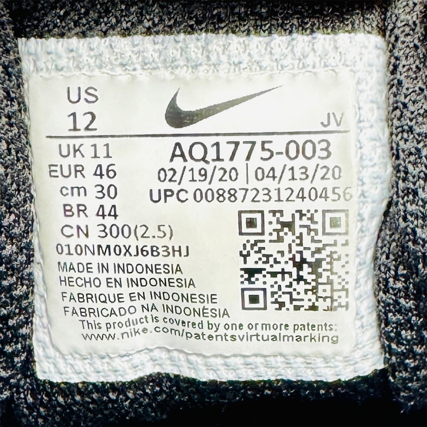 Nike Ebernon Low 'Triple Black' Sneakers (Size 46) - AQ1775-003