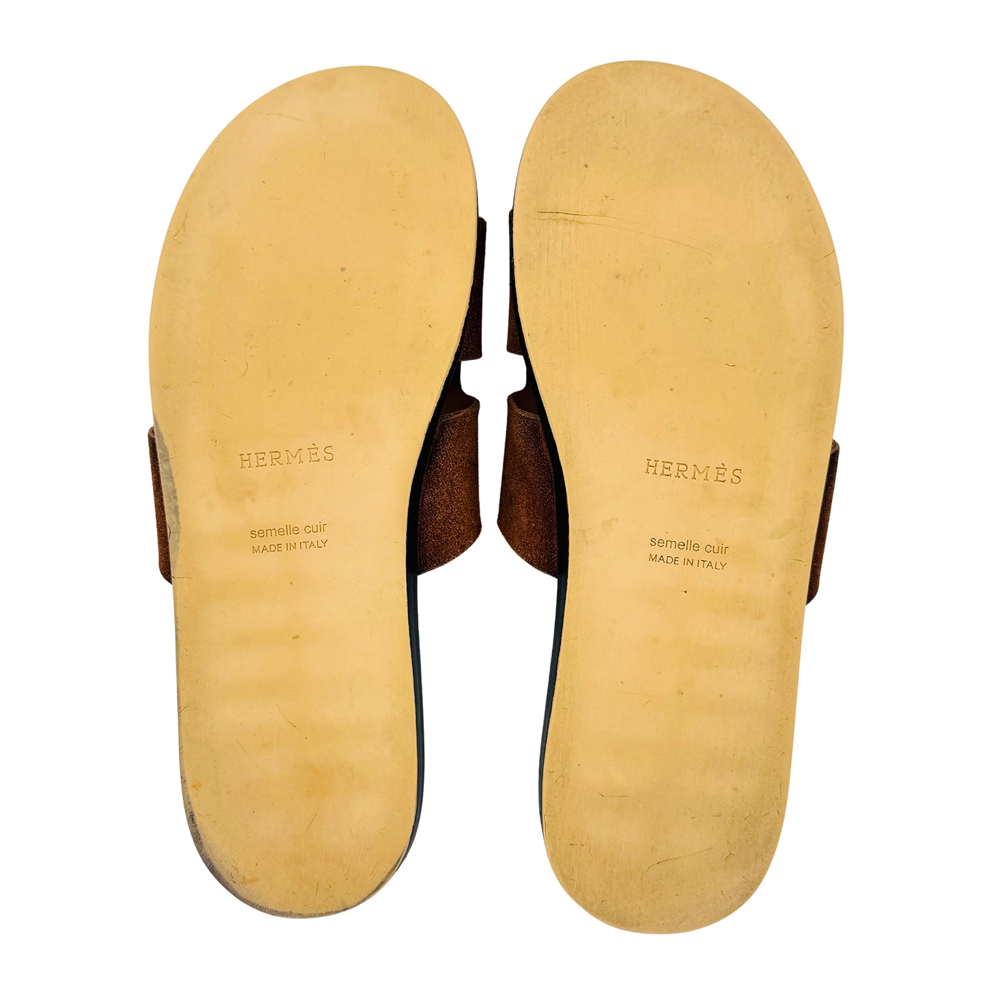 Hermes Izmir Sandal Suede Brown Slippers (Size 41.5/42)