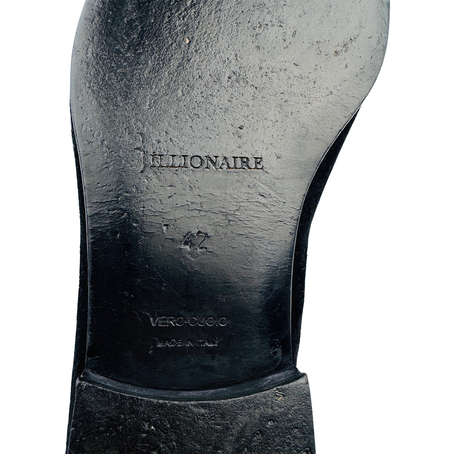 Billionaire Black Gold Velvet Embossed Logo Loafers (Size 42.5/43)