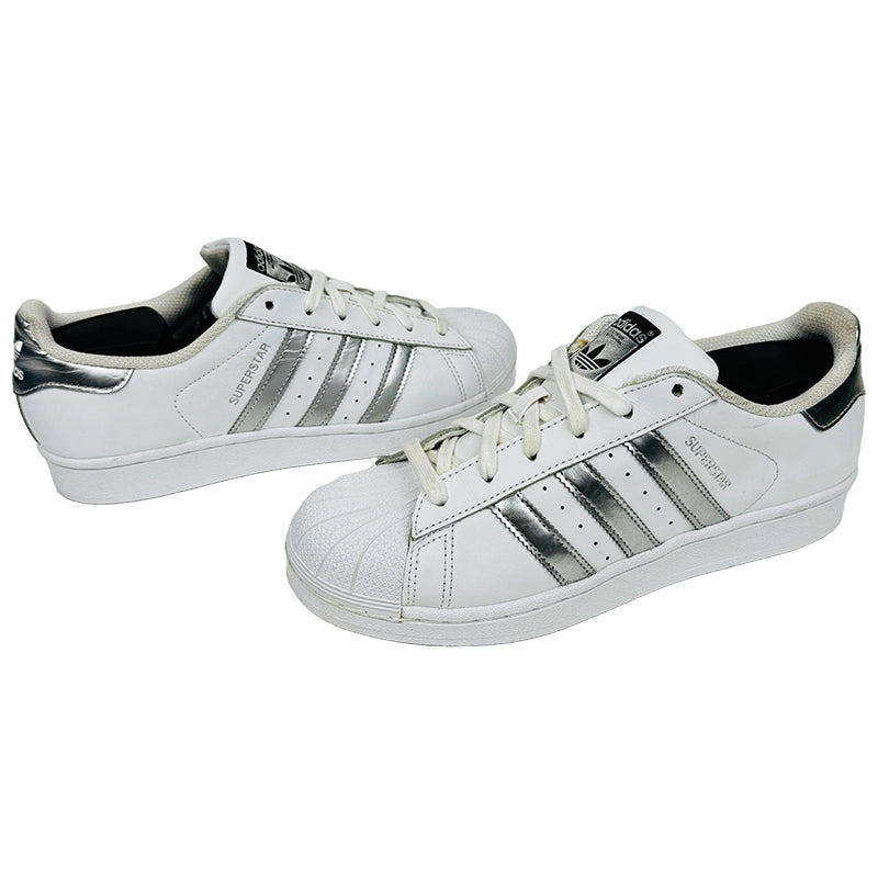 Adidas Superstar White Metallic Silver Sneaker Shoes - AQ3091