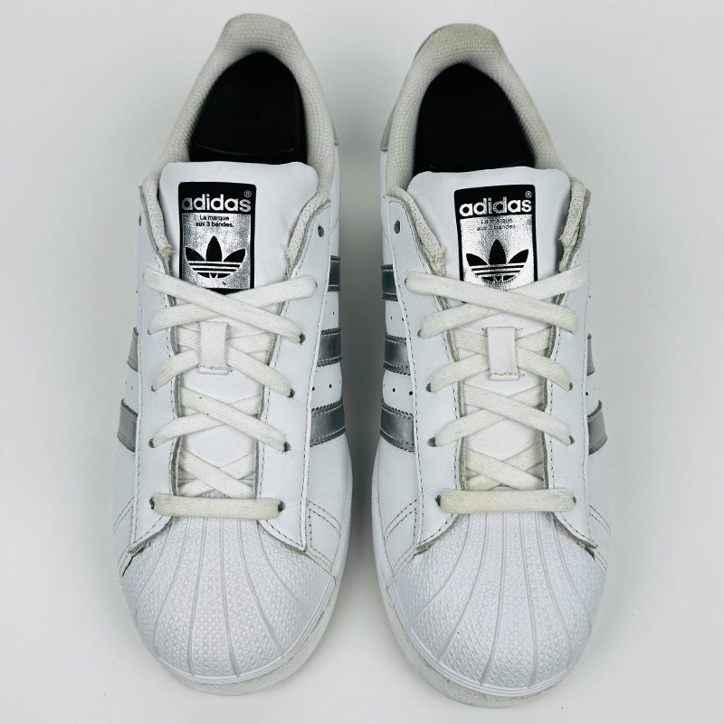 Adidas Superstar White Metallic Silver Sneaker Shoes - AQ3091