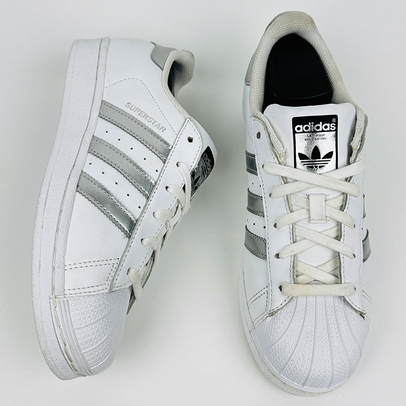 Adidas Superstar White Metallic Silver Sneaker Shoes - AQ3091