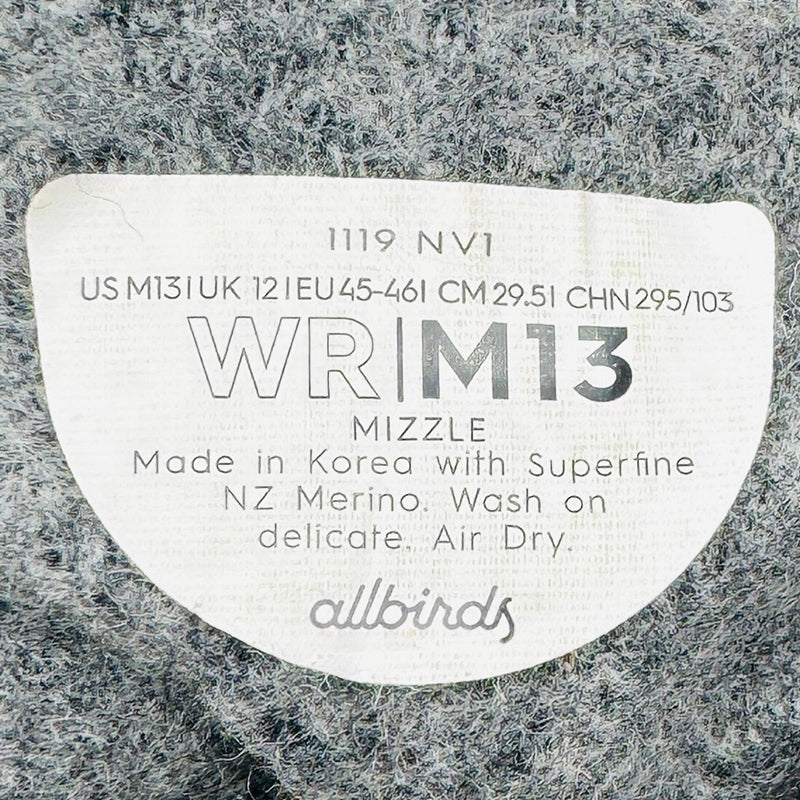 AllBirds Men’s Wool Runner Natural Gray Shoes (Size 45/46) - WR | M13