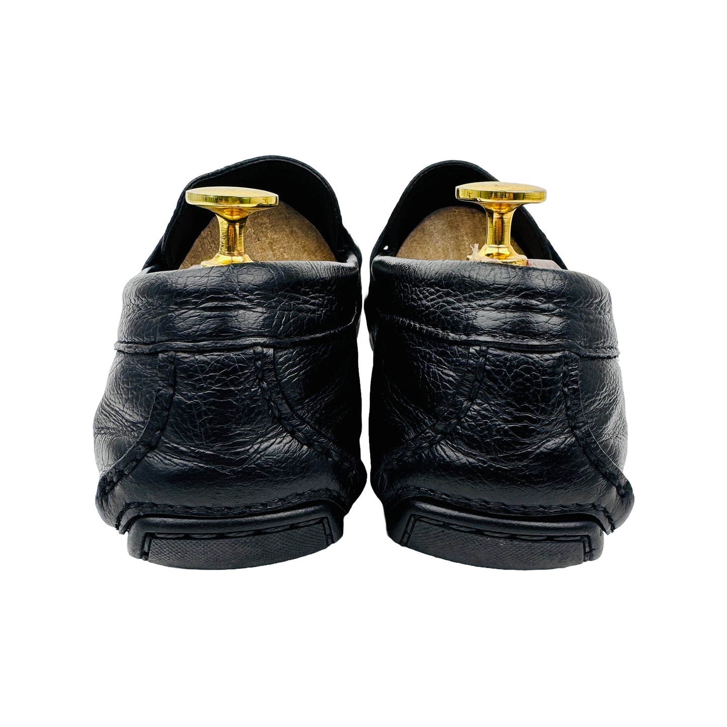 Back Image of Versace Medusa Embellished Black Loafers (Size 42.5/43)