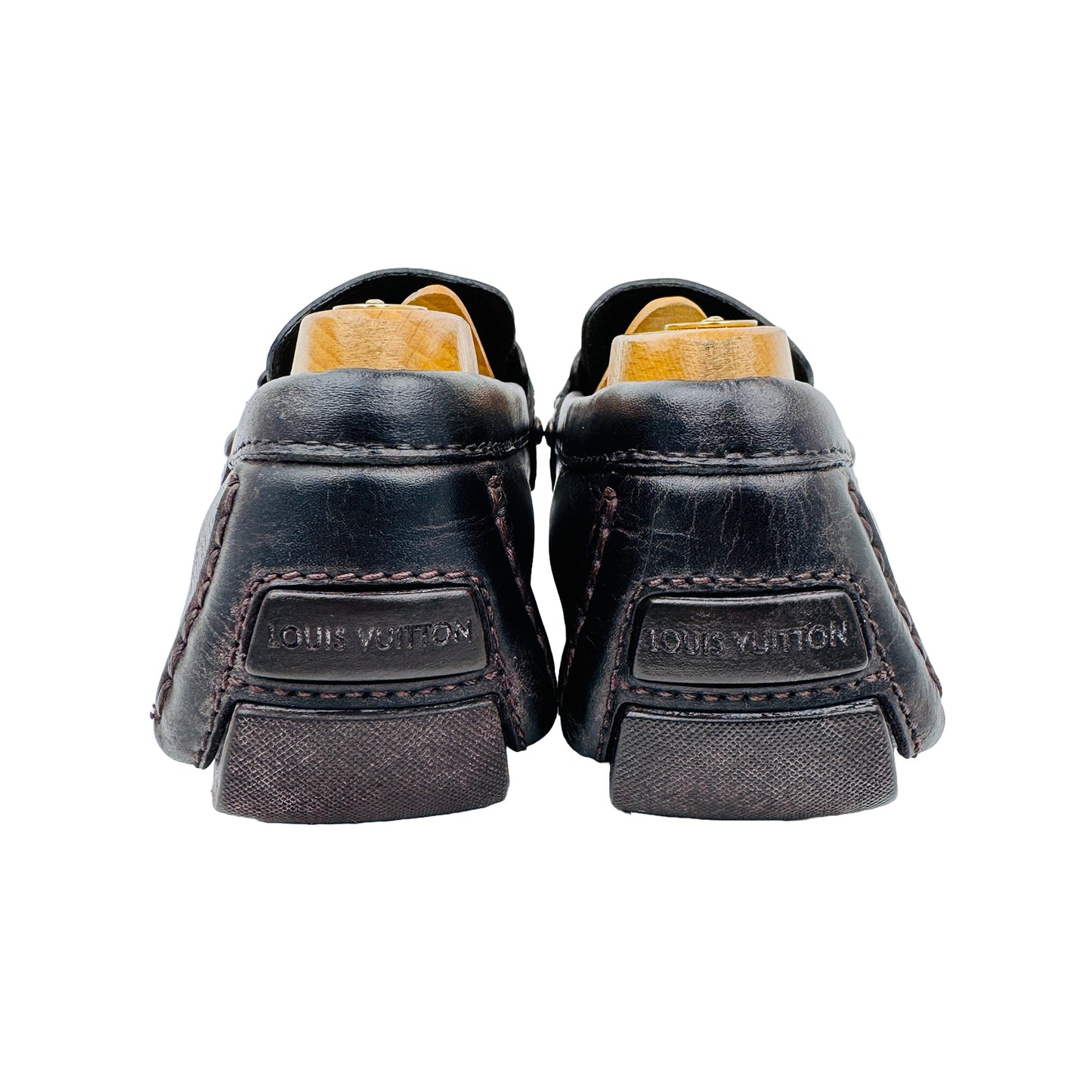 Back Side image of Louis Vuitton Men's Dark Brown Driving Loafers (Size 42)