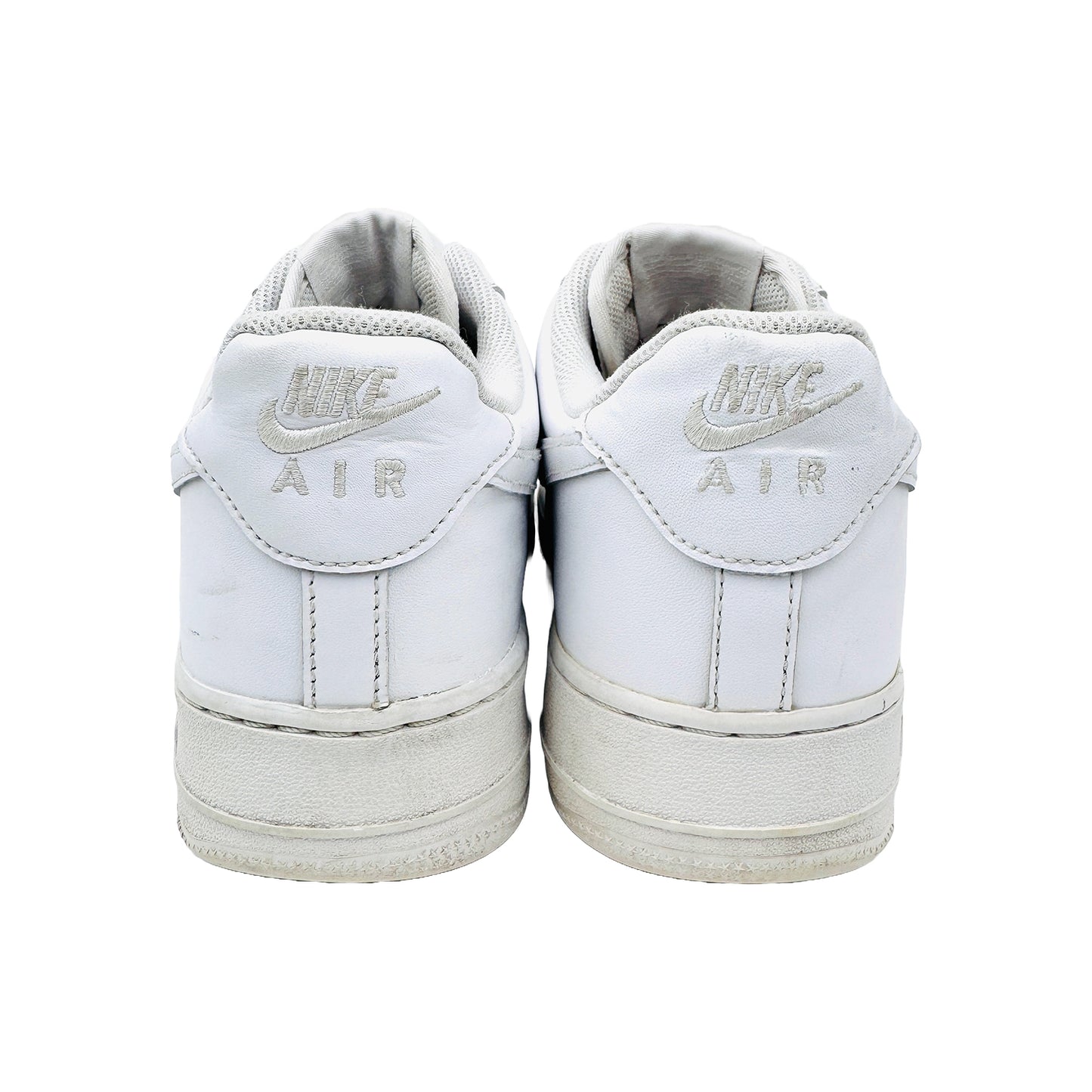 Back Side image of Nike Men's White Airforce 1'07 Sneakers (Size 46) - CW2288-111