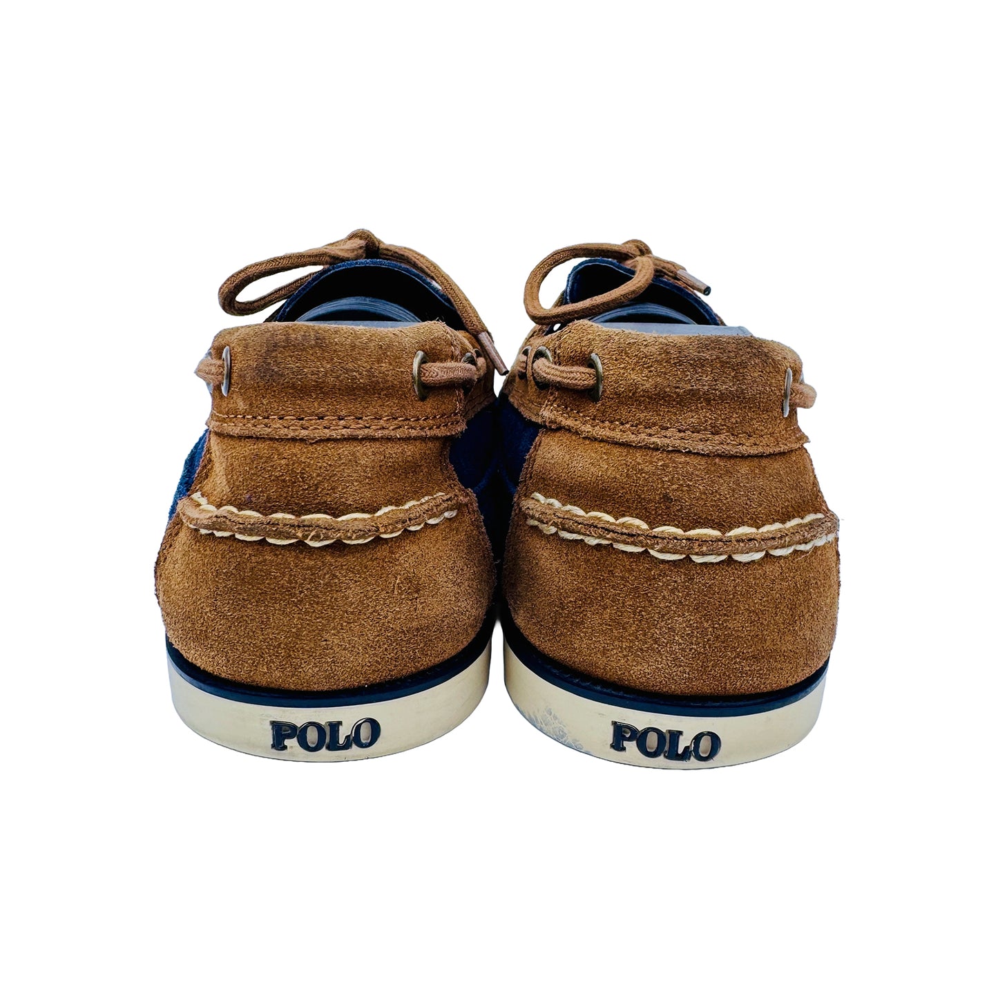 Back Side image of Ralph Lauren Men's Blue and Brown Loafers