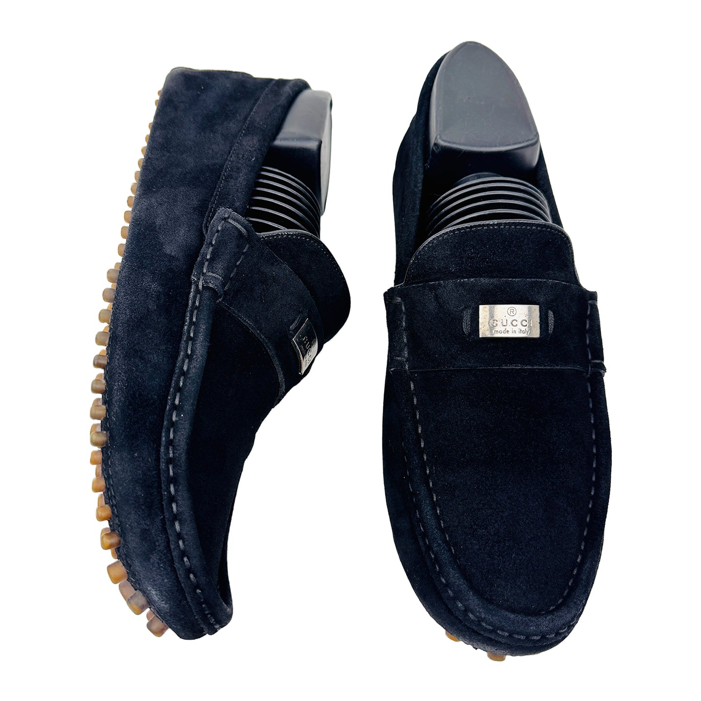 Cross Image 2 of Gucci Men's Suede Black Driving Loafers (Size 40)