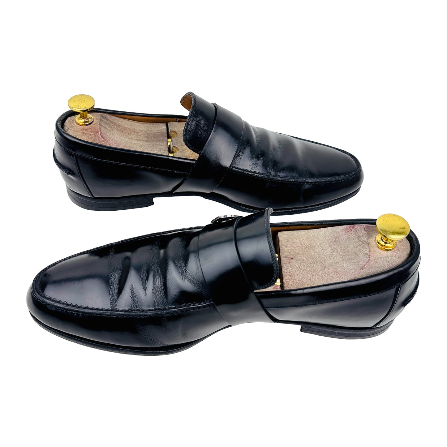 Cross Image of Gucci Men's GG Logo Black Loafers (Size 41/41.5) 233506