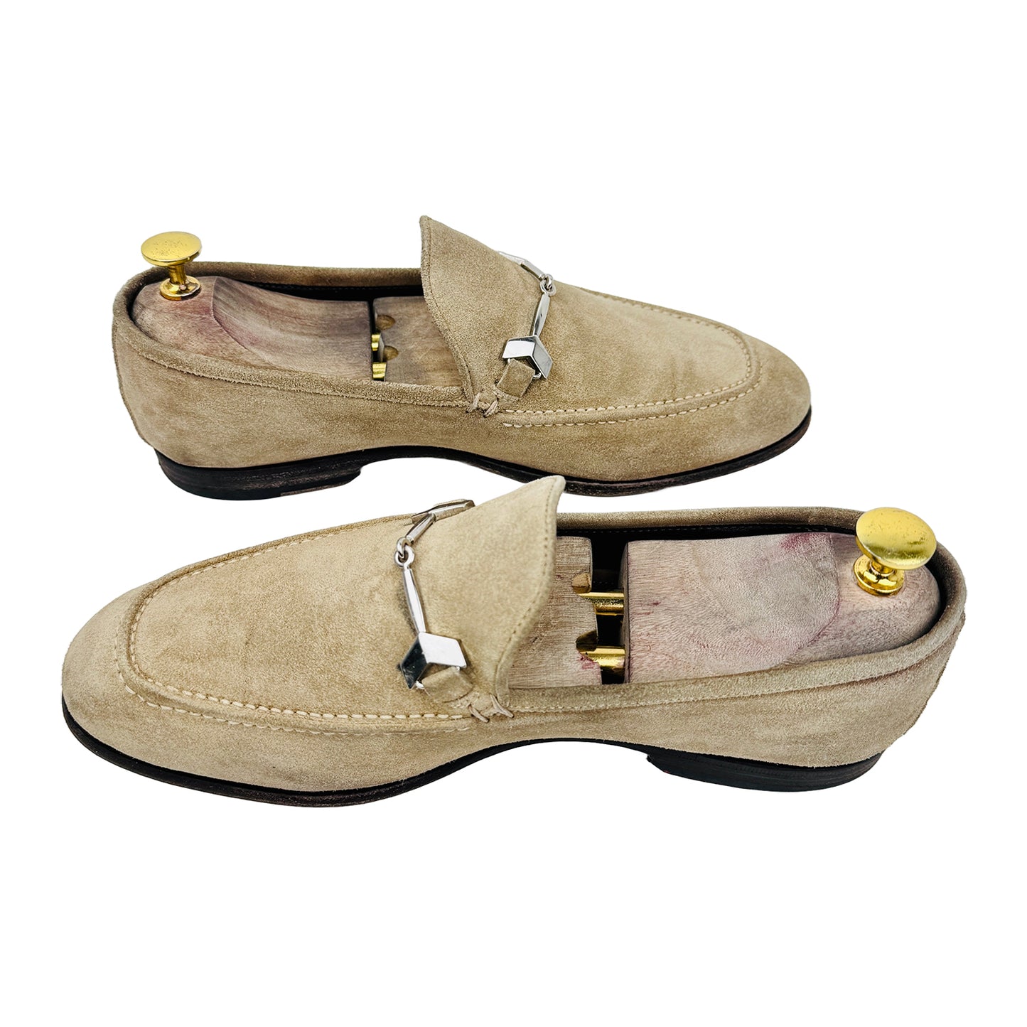 Cross Image of Jimmy Choo Marti Metallic Horsebit Loafer Shoes (Size 42.5/43)