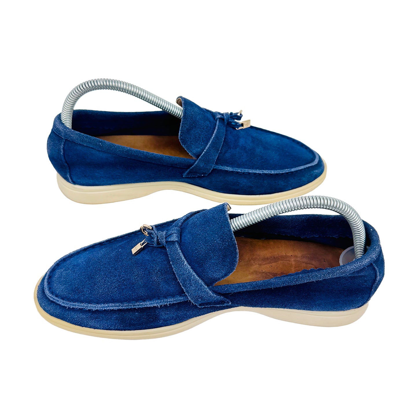 Cross Image of Loro Piana Summer Charms Walk Blue Loafers (Size 41) K53076