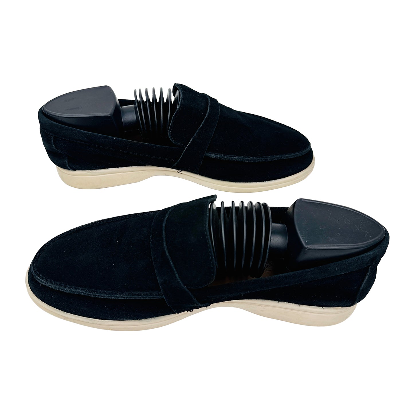 Cross Image of Loro Piana Summer Walk Black Loafers (Size 38)
