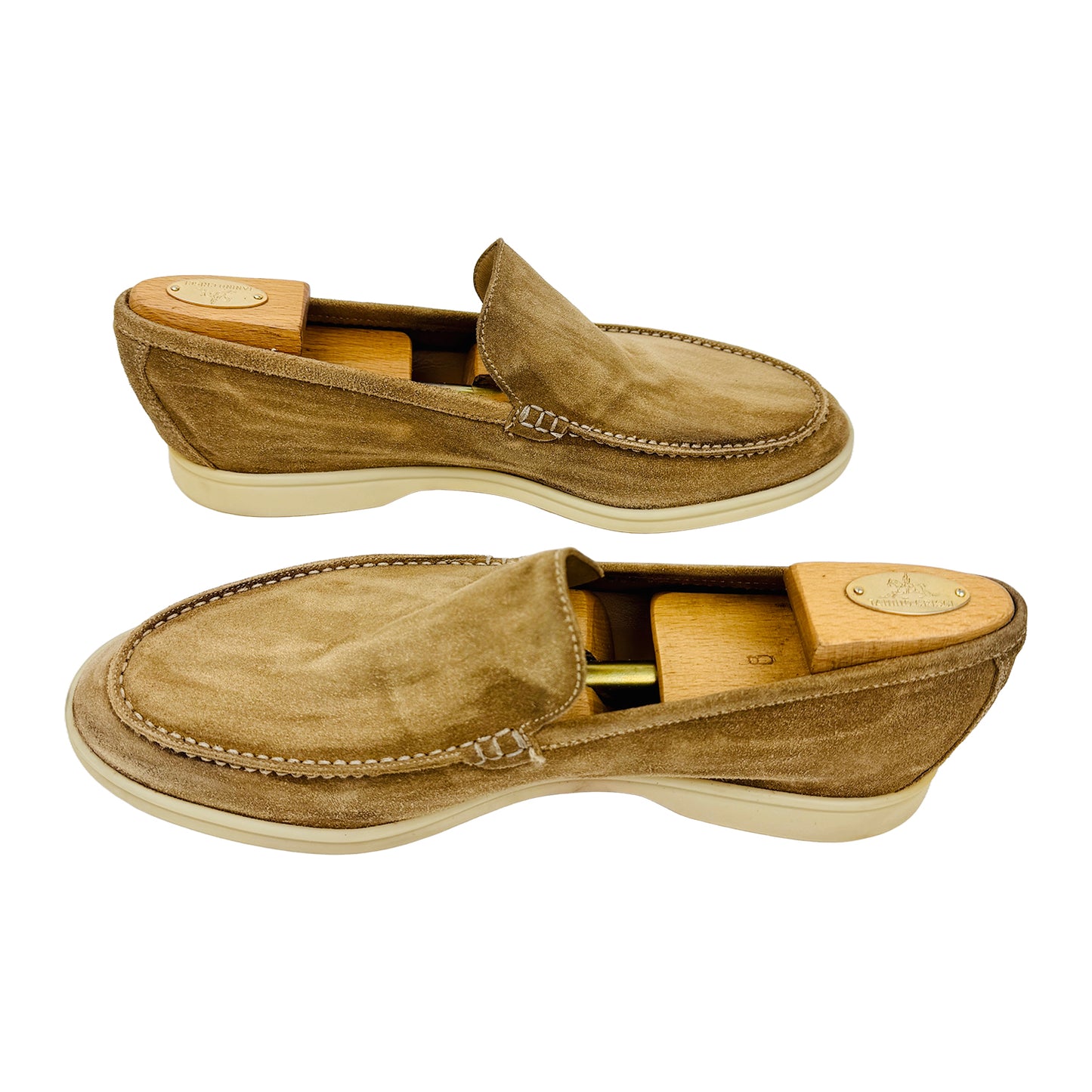 Cross Image of Loro Piana Summer Walk Brown Loafers (Size 44.5)