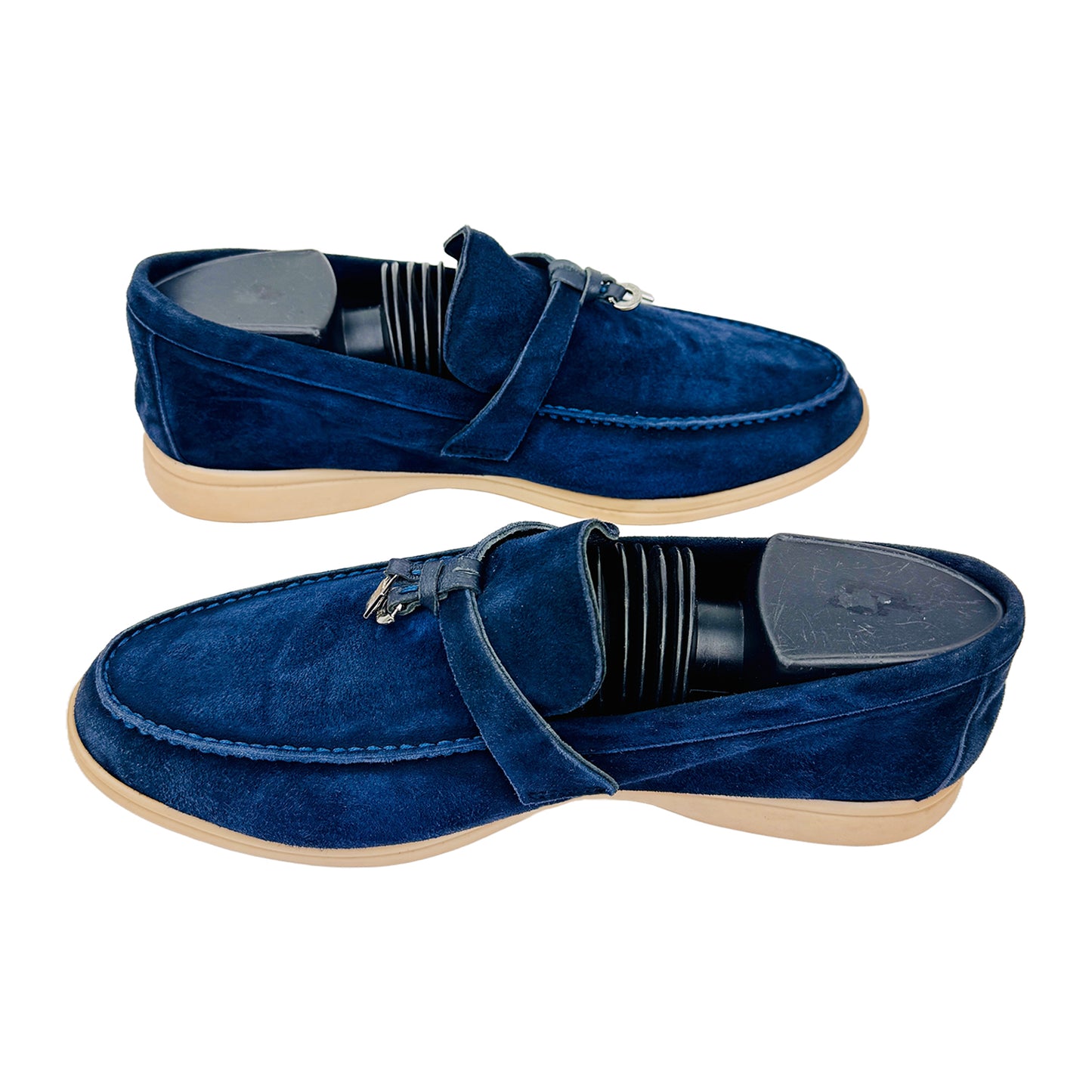 Cross Image of Loro Piana Summer Walk Dark Blue Loafers (Size 39)