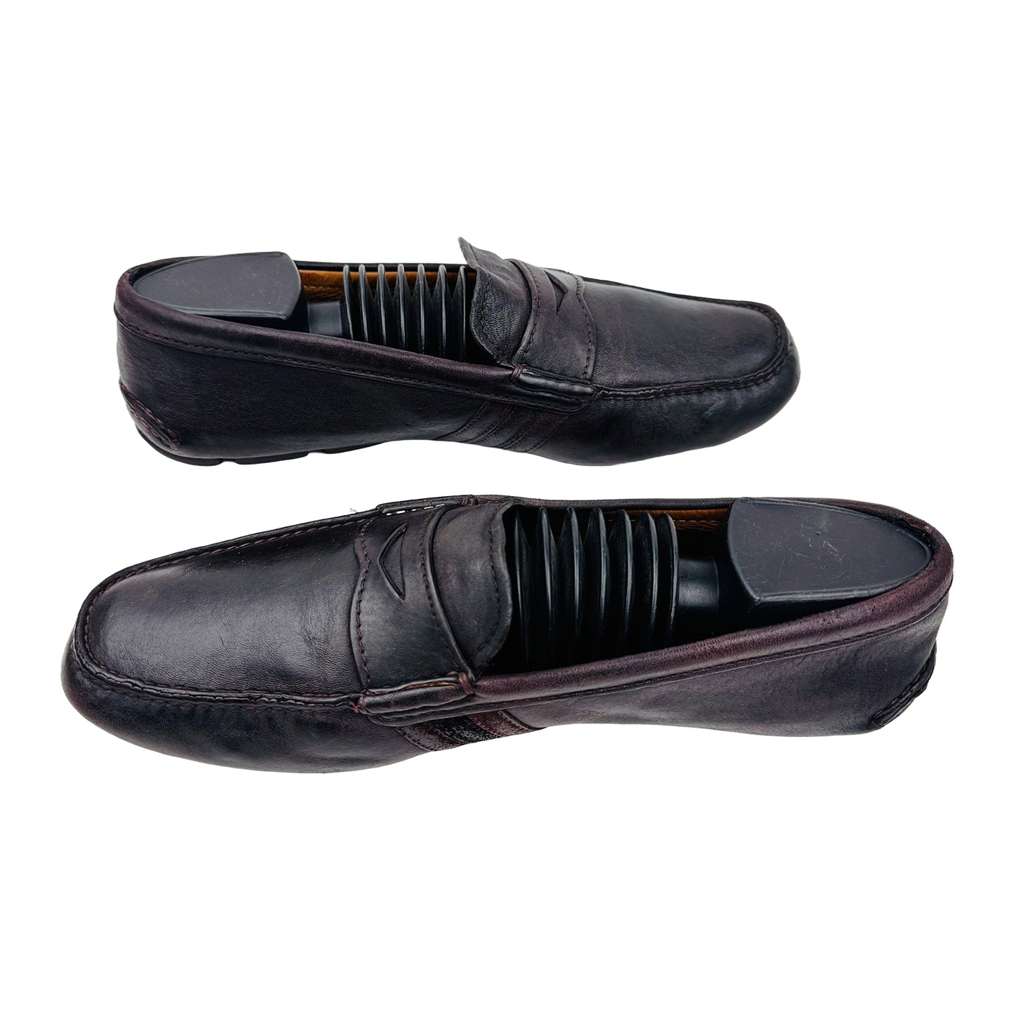 Cross Image of Prada Men's Brown Leather Loafers (Size 42/42.5)