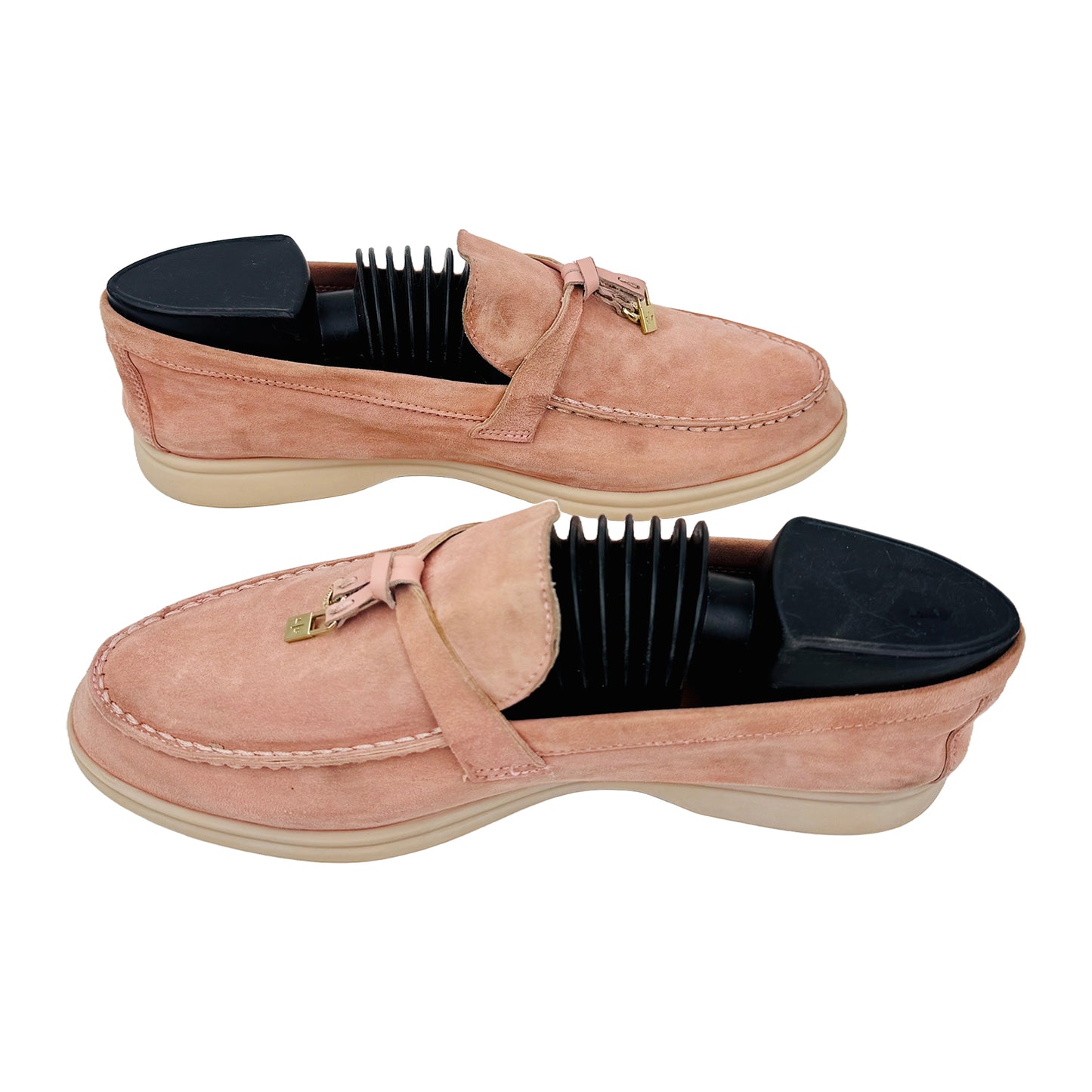 Cross image of Loro Piana Women's Summer Walk Charms Pink Loafers (Size 39)