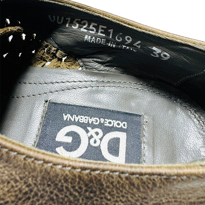 Dolce & Gabbana Brown Oxford Leather Shoes (Made in Italy)