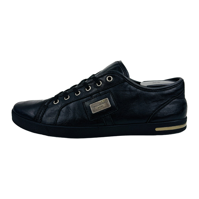 Dolce & Gabbana Leather Low Top Black Sneaker Shoes (Size 42.5)