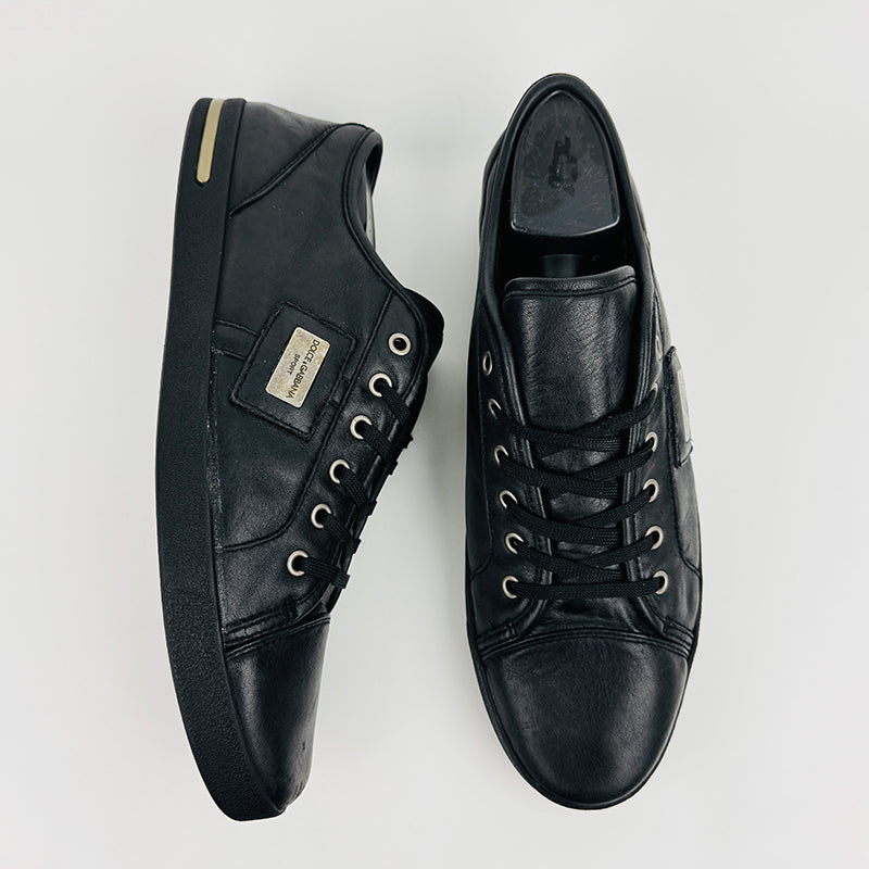 Dolce & Gabbana Leather Low Top Black Sneaker Shoes (Size 42.5)